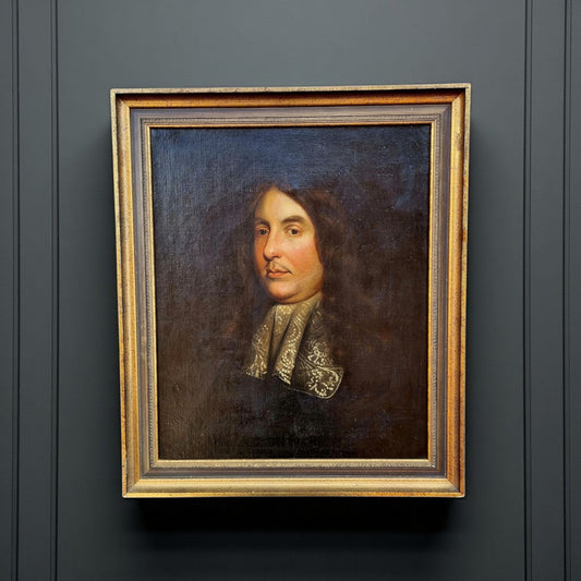 17th-Century English School Antique Oil On Canvas Portrait Of A Gentleman, circa 1690