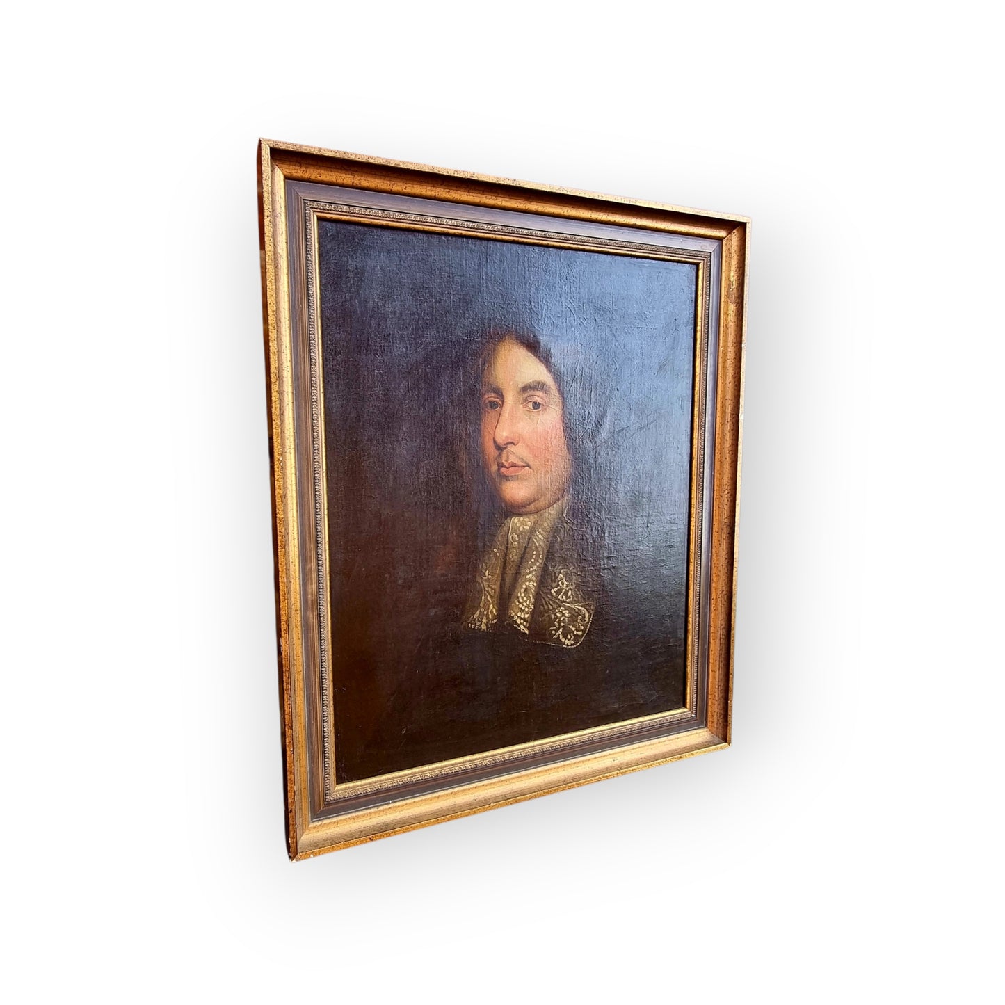 17th-Century English School Antique Oil On Canvas Portrait Of A Gentleman, circa 1690