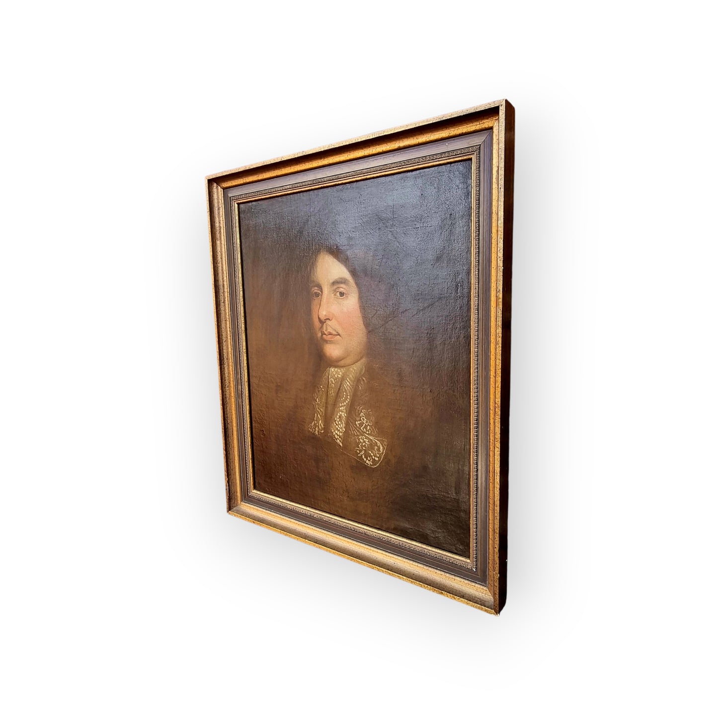 17th-Century English School Antique Oil On Canvas Portrait Of A Gentleman, circa 1690