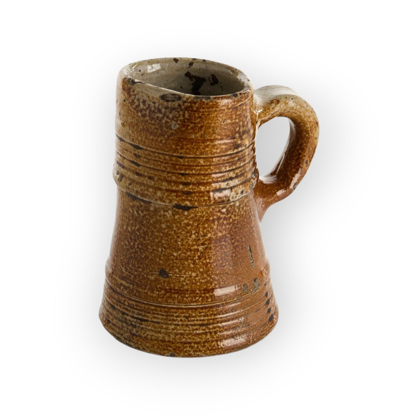 16th-Century Antique Stoneware, Salt-Glaze Decorated Ribbed Ale Mug / Beer Stein