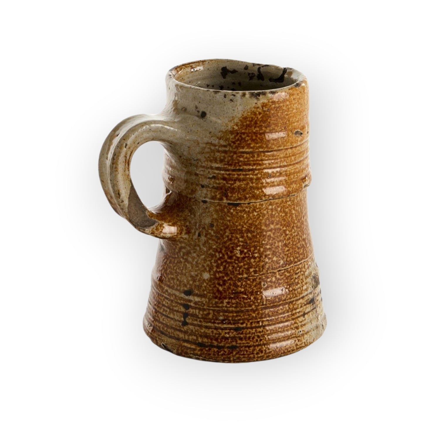 16th-Century Antique Stoneware, Salt-Glaze Decorated Ribbed Ale Mug / Beer Stein