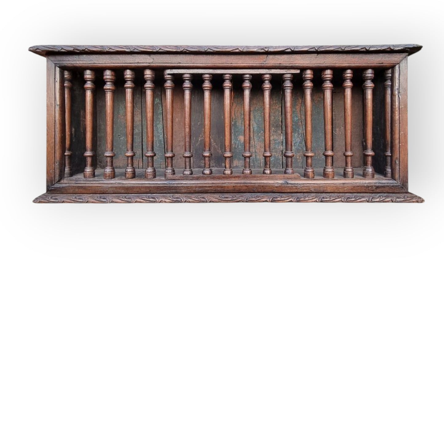 Mid 17th Century English Antique Oak & Elm Mural Glass Cupboard, Circa 1640