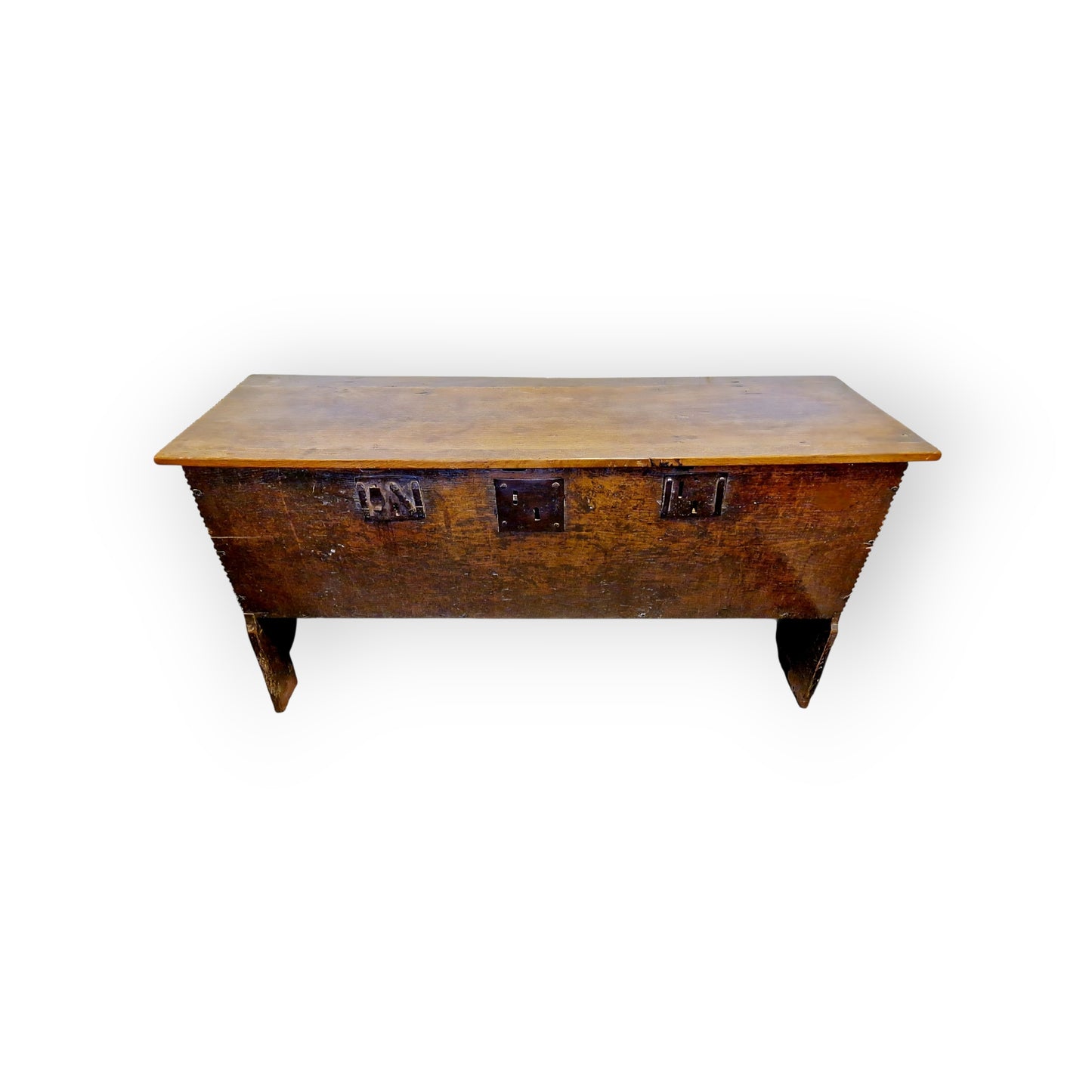 Early 17th Century English Antique Six-Plank Chest / Coffer With Three Locks