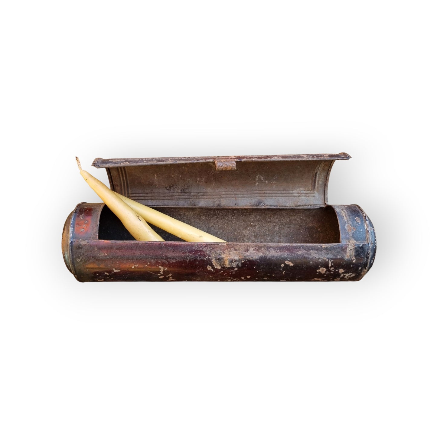 19th Century English Antique Toleware / Tin Candle Box