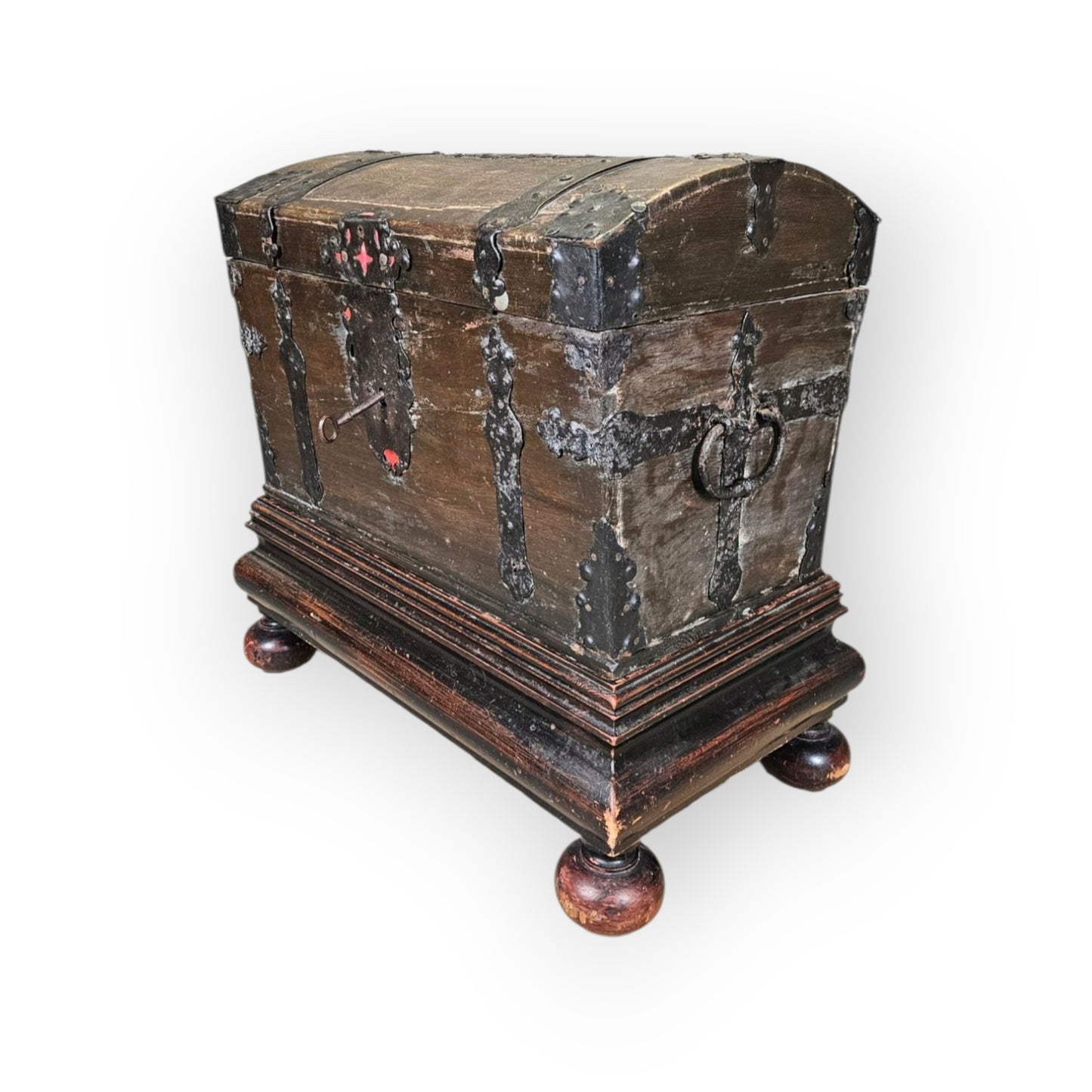 16th-Century European Antique Iron-Bound Chest / Kist On Stand
