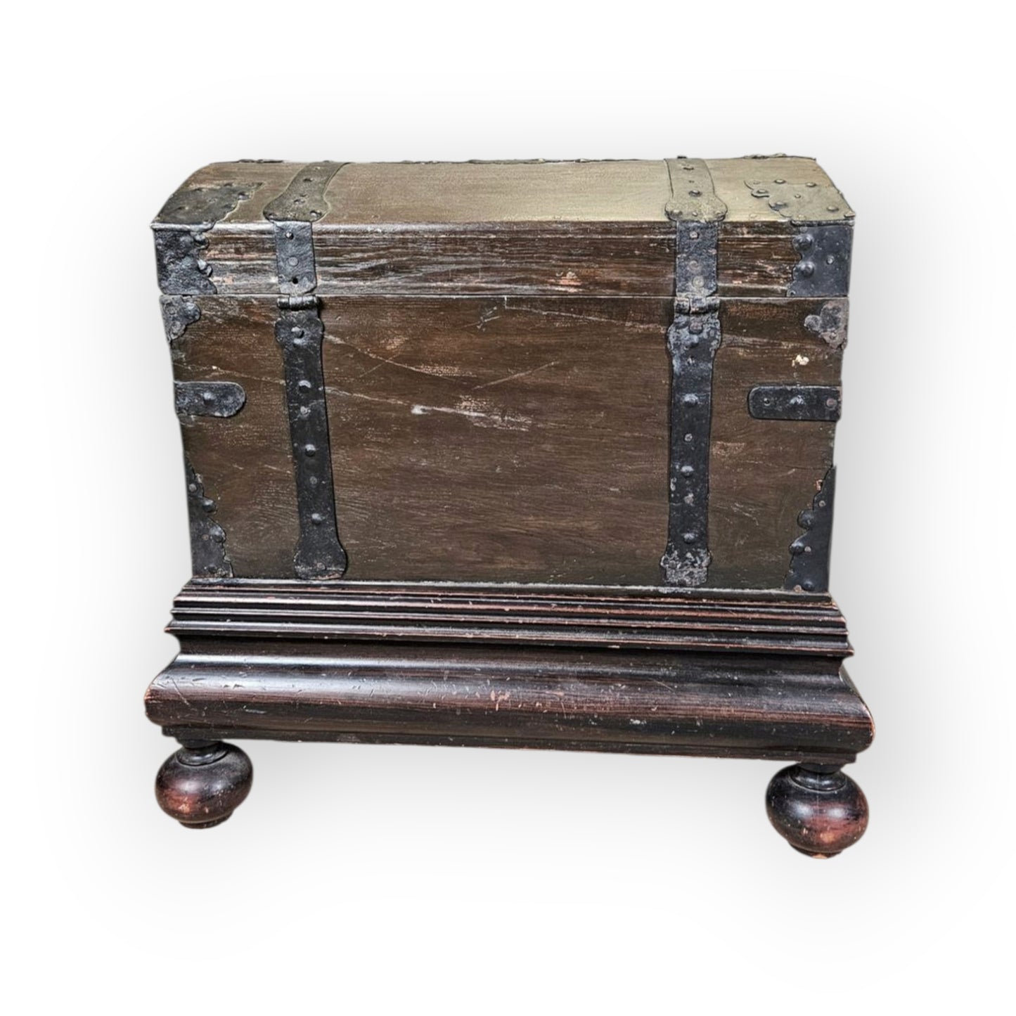 16th-Century European Antique Iron-Bound Chest / Kist On Stand