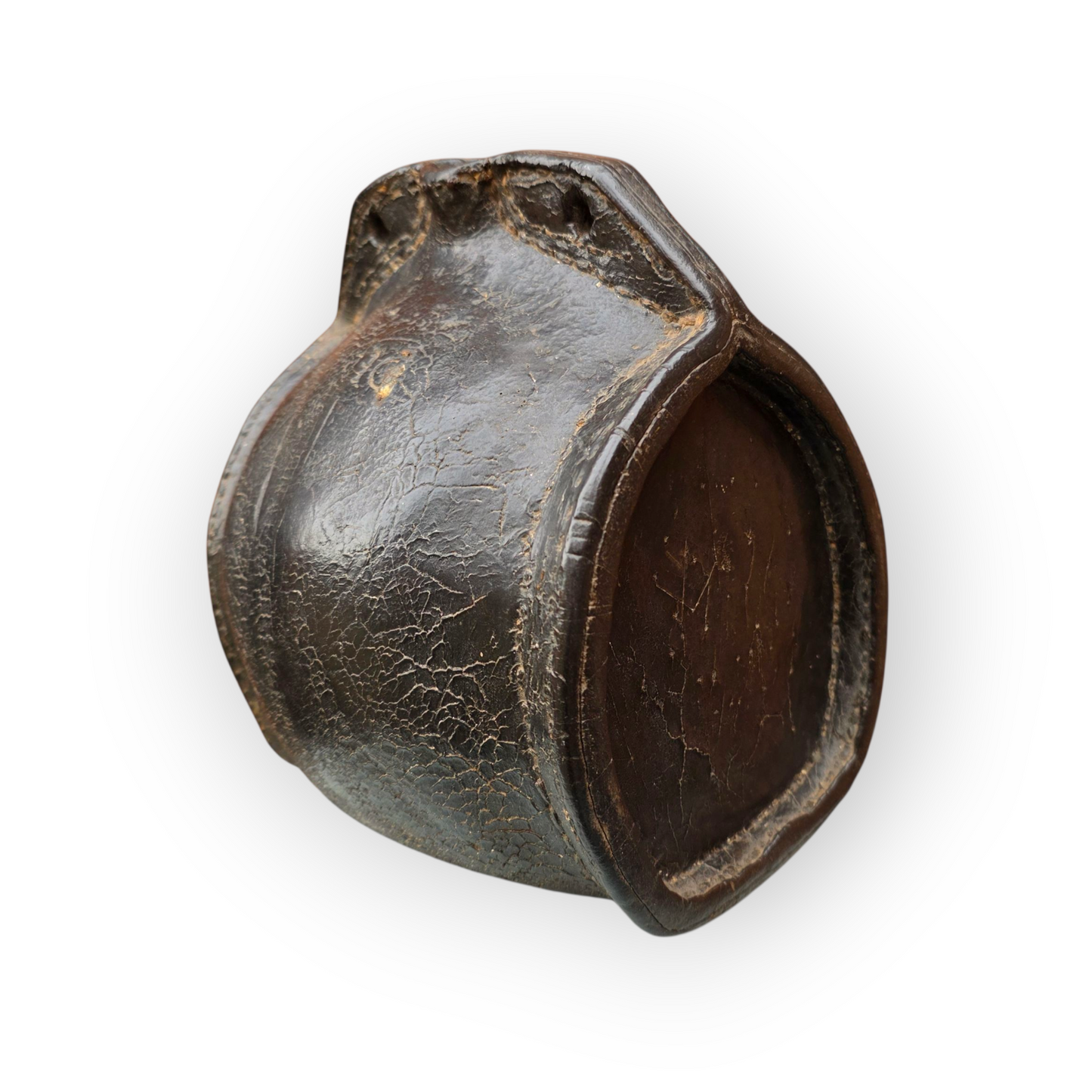 A 17th Century English Antique Leather Costrel, Repurposed As A Candle Box