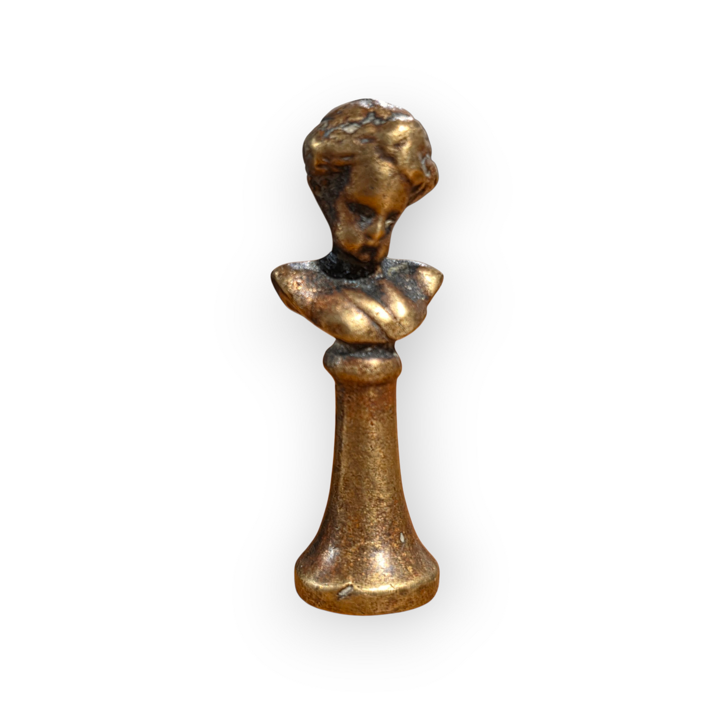 An Early 19th-Century English Antique Brass Pipe Tamper In The Form Of A Classical Bust