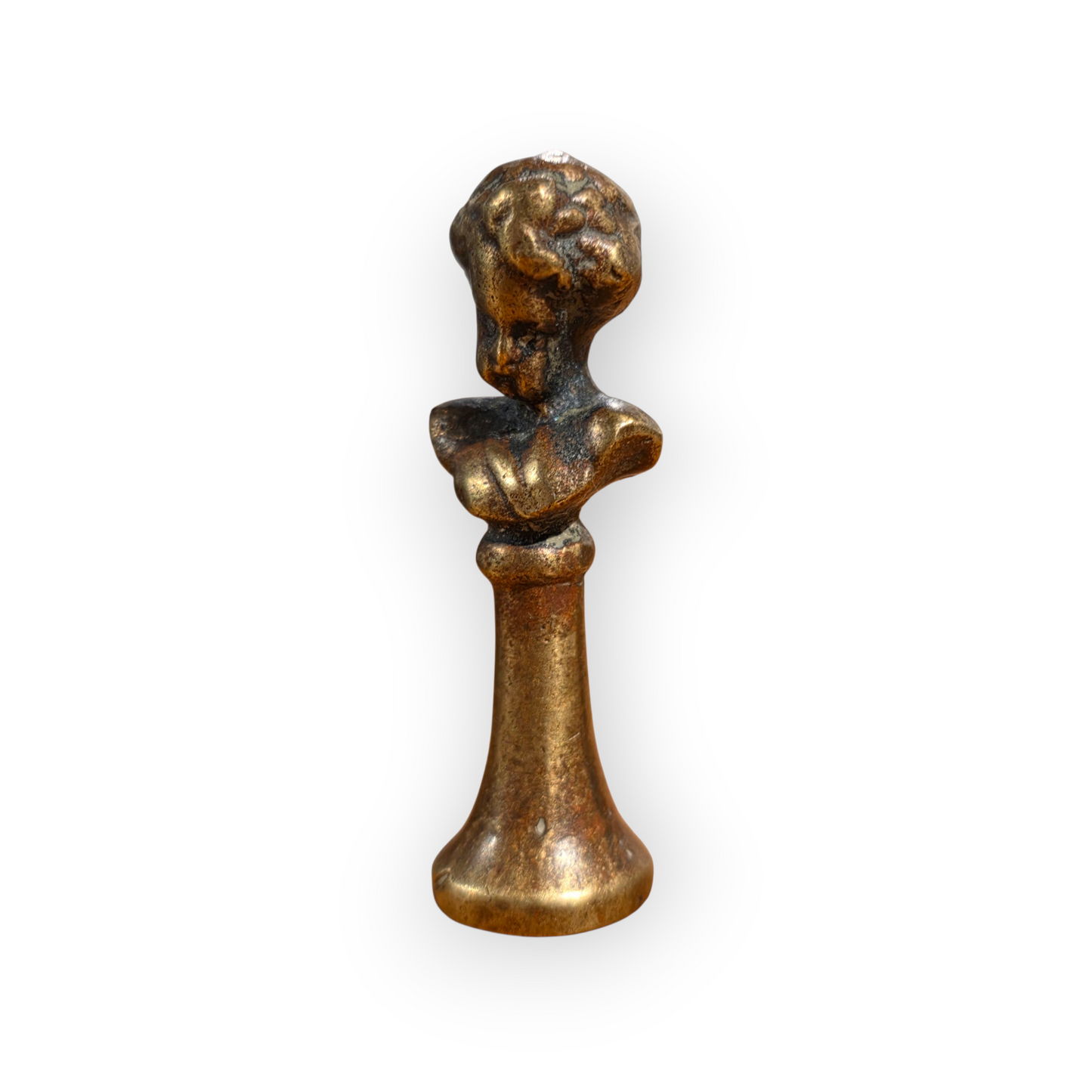 An Early 19th-Century English Antique Brass Pipe Tamper In The Form Of A Classical Bust