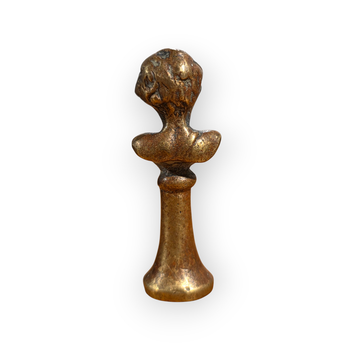 An Early 19th-Century English Antique Brass Pipe Tamper In The Form Of A Classical Bust