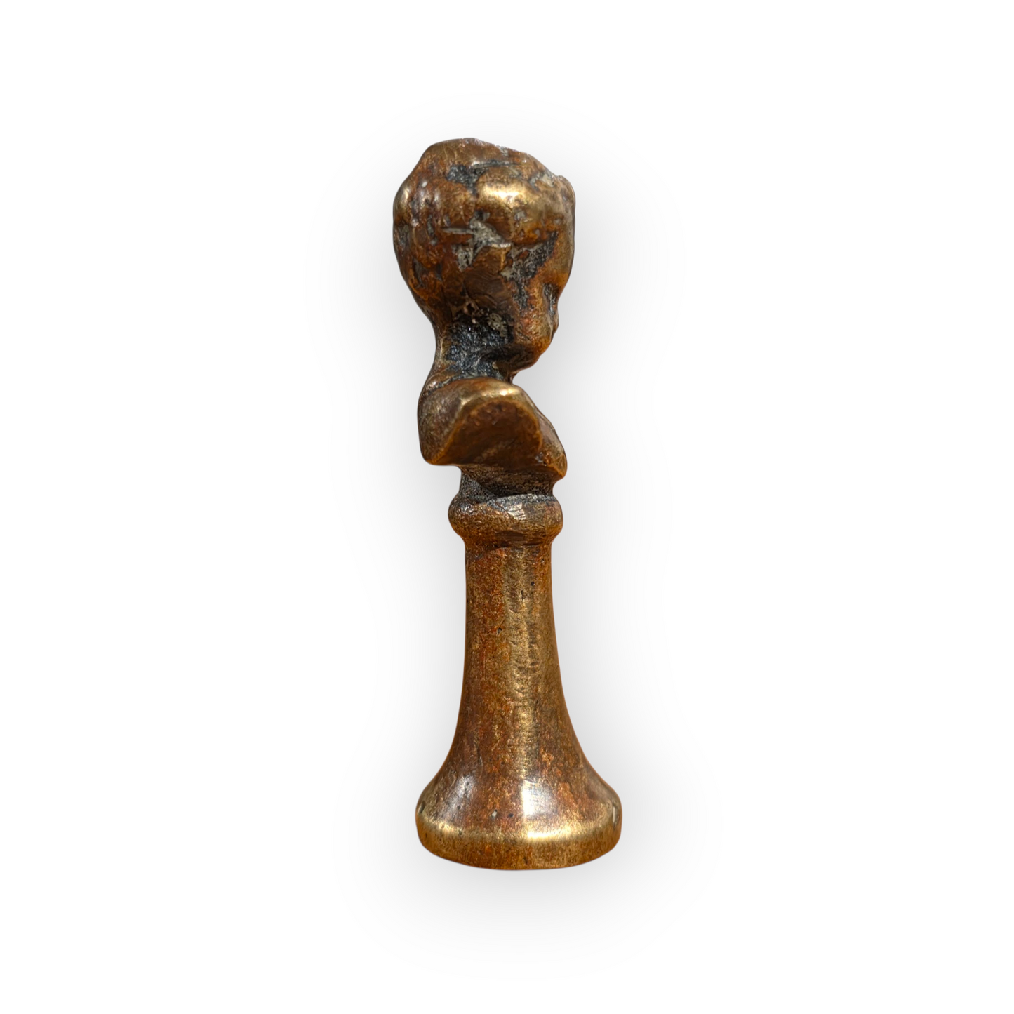 An Early 19th-Century English Antique Brass Pipe Tamper In The Form Of A Classical Bust