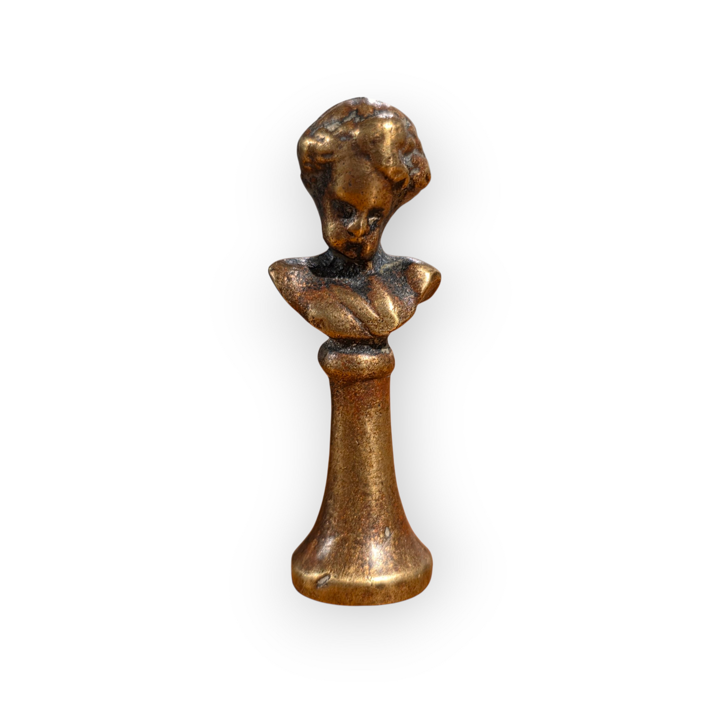 An Early 19th-Century English Antique Brass Pipe Tamper In The Form Of A Classical Bust