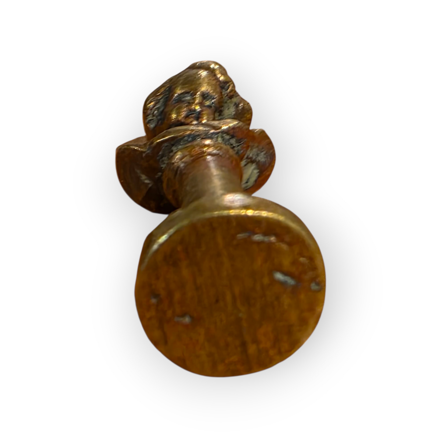 An Early 19th-Century English Antique Brass Pipe Tamper In The Form Of A Classical Bust