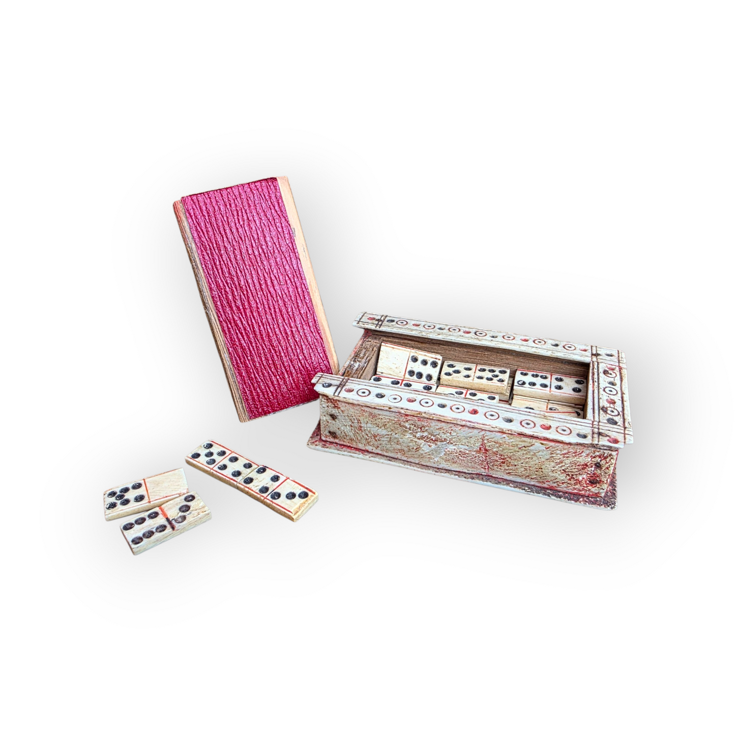 Late 18th-Early 19th-Century  Napoleonic Antique Prisoner Of War Miniature "Double-Six"Domino Set, circa 1793-1815