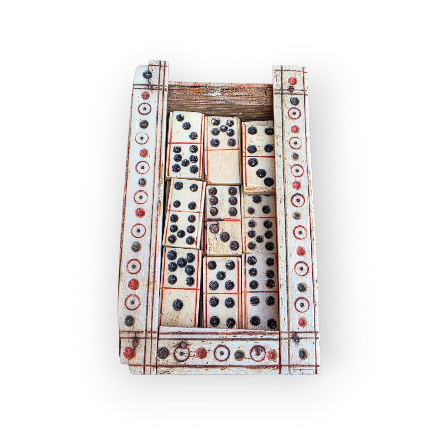 Late 18th-Early 19th-Century  Napoleonic Antique Prisoner Of War Miniature "Double-Six"Domino Set, circa 1793-1815