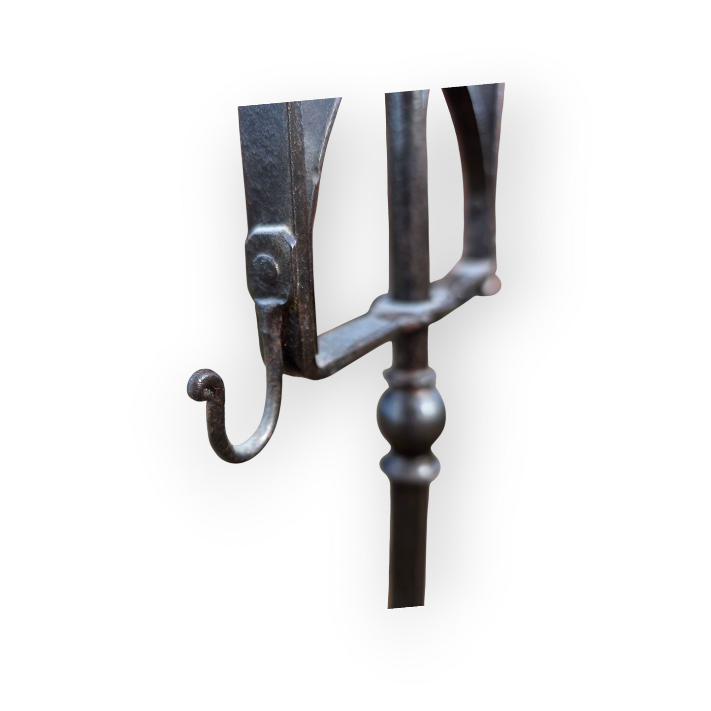 Pair of Early 19th Century Vernacular Antique Wrought Iron Rise-and-Fall Candelabras