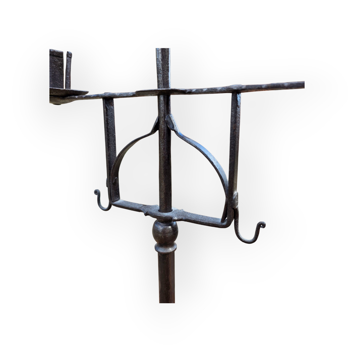 Pair of Early 19th Century Vernacular Antique Wrought Iron Rise-and-Fall Candelabras