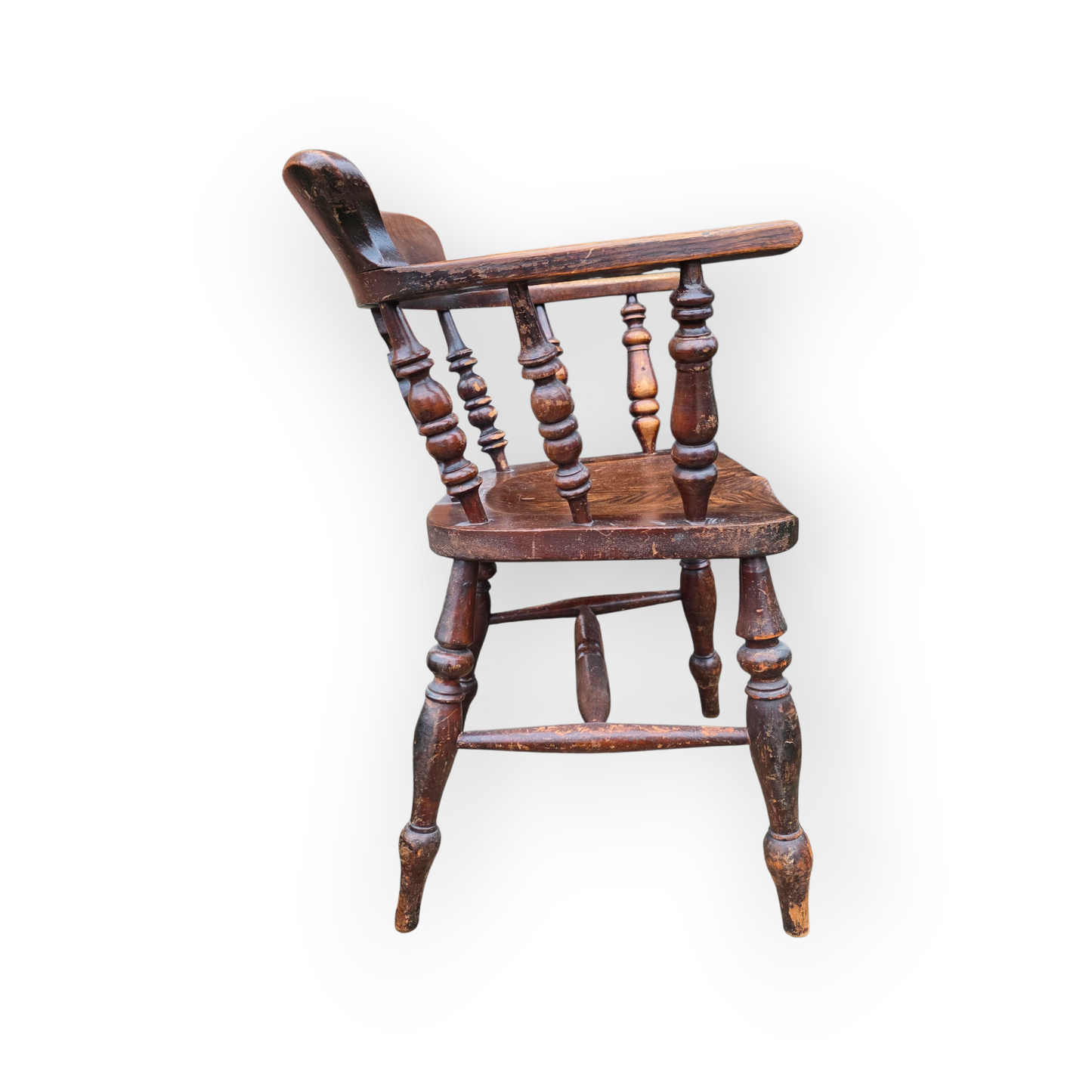19th-Century English Antique Captain's Chair / Smoker's Bow Armchair