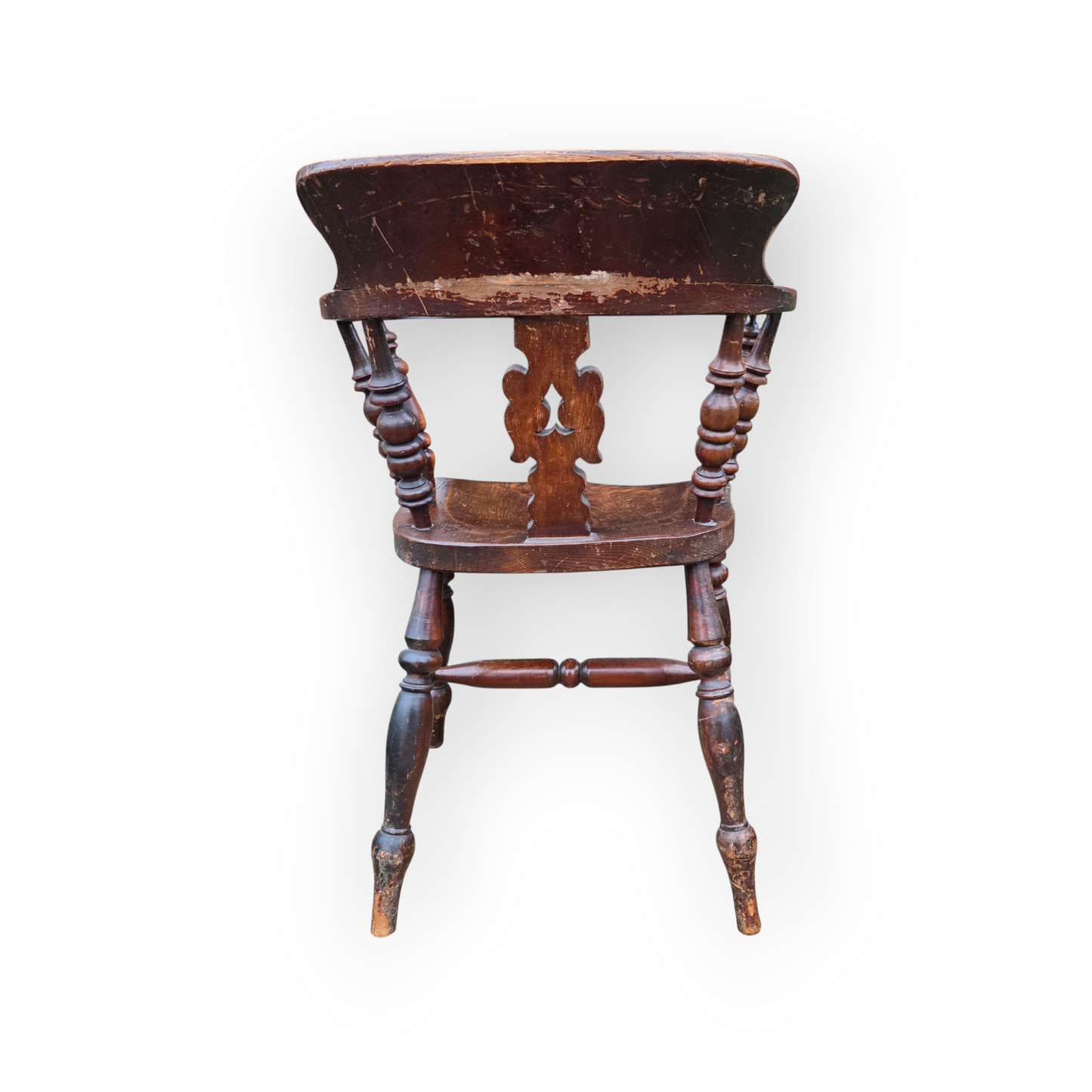 19th-Century English Antique Captain's Chair / Smoker's Bow Armchair