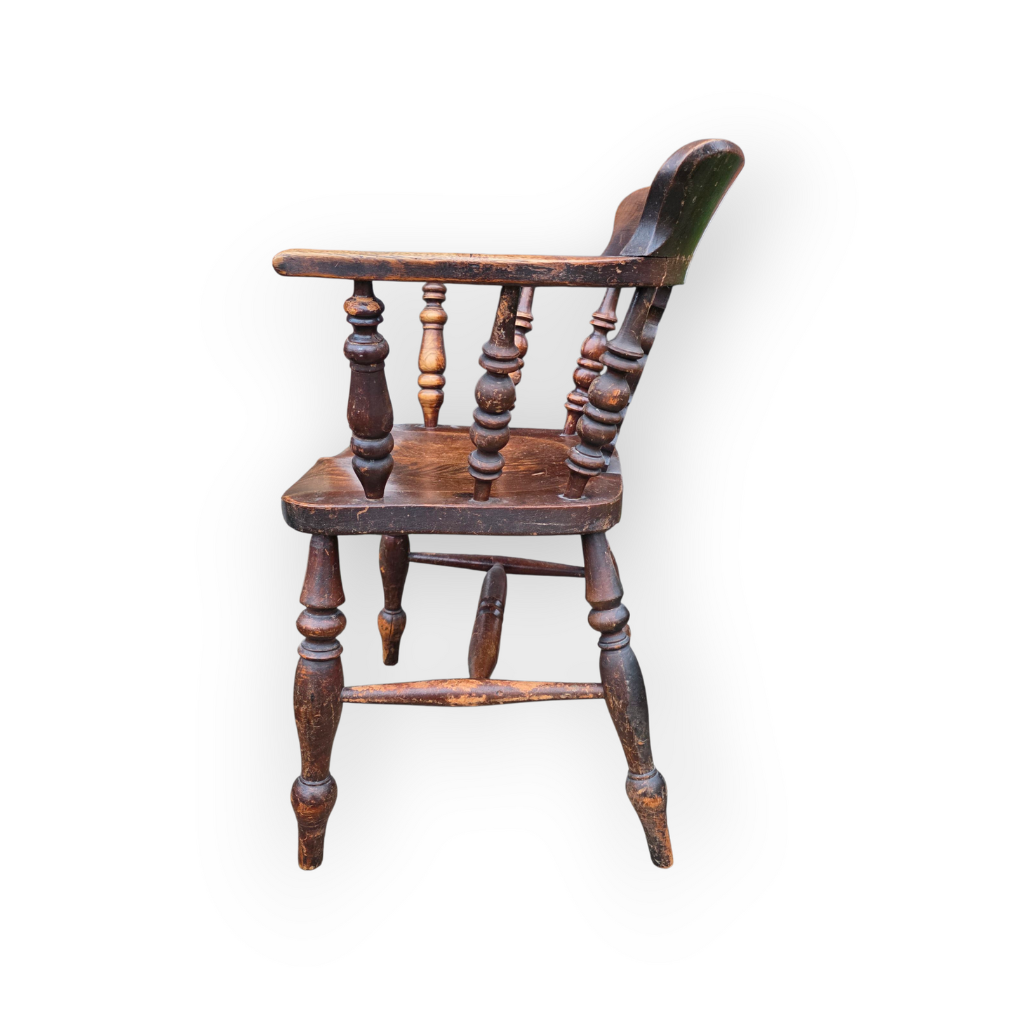 19th-Century English Antique Captain's Chair / Smoker's Bow Armchair