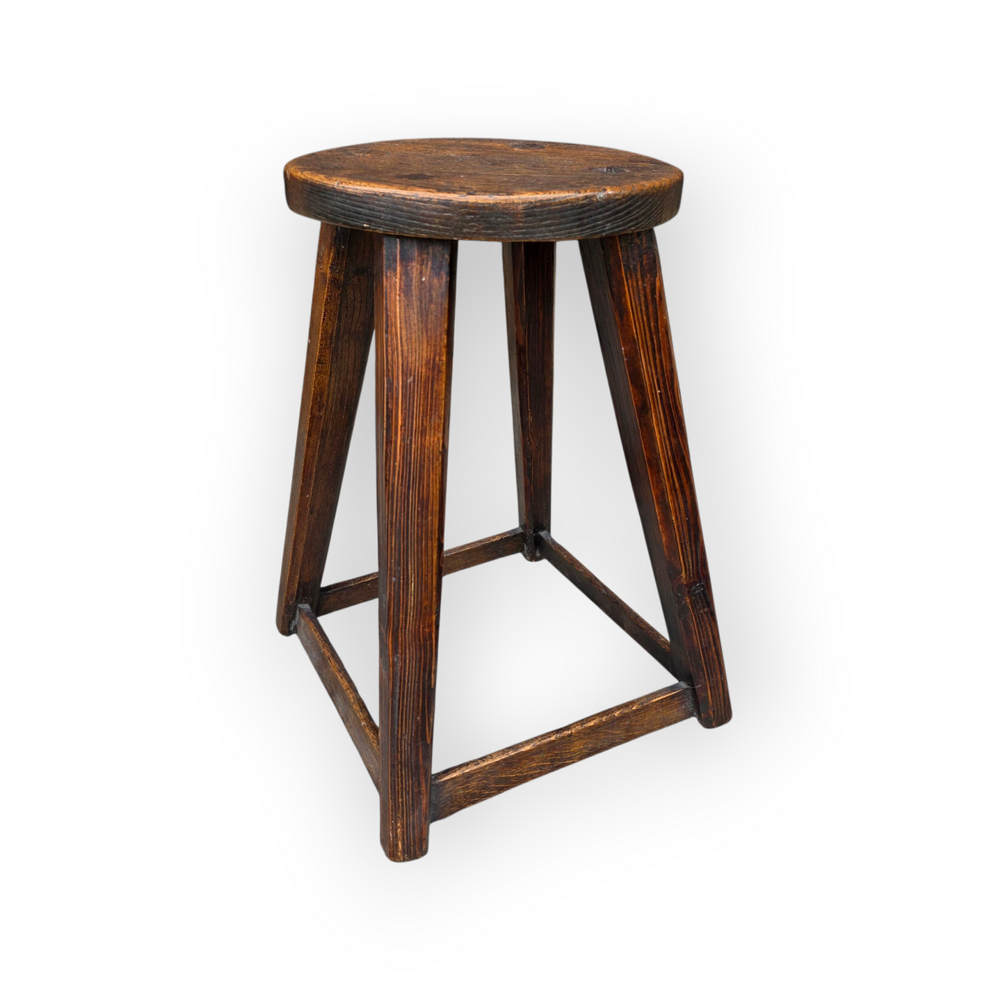 19th-Century English Antique Vernacular Stool, In Mixed Native Timbers, Also Ideal For Use As A Lamp Or Wine Table