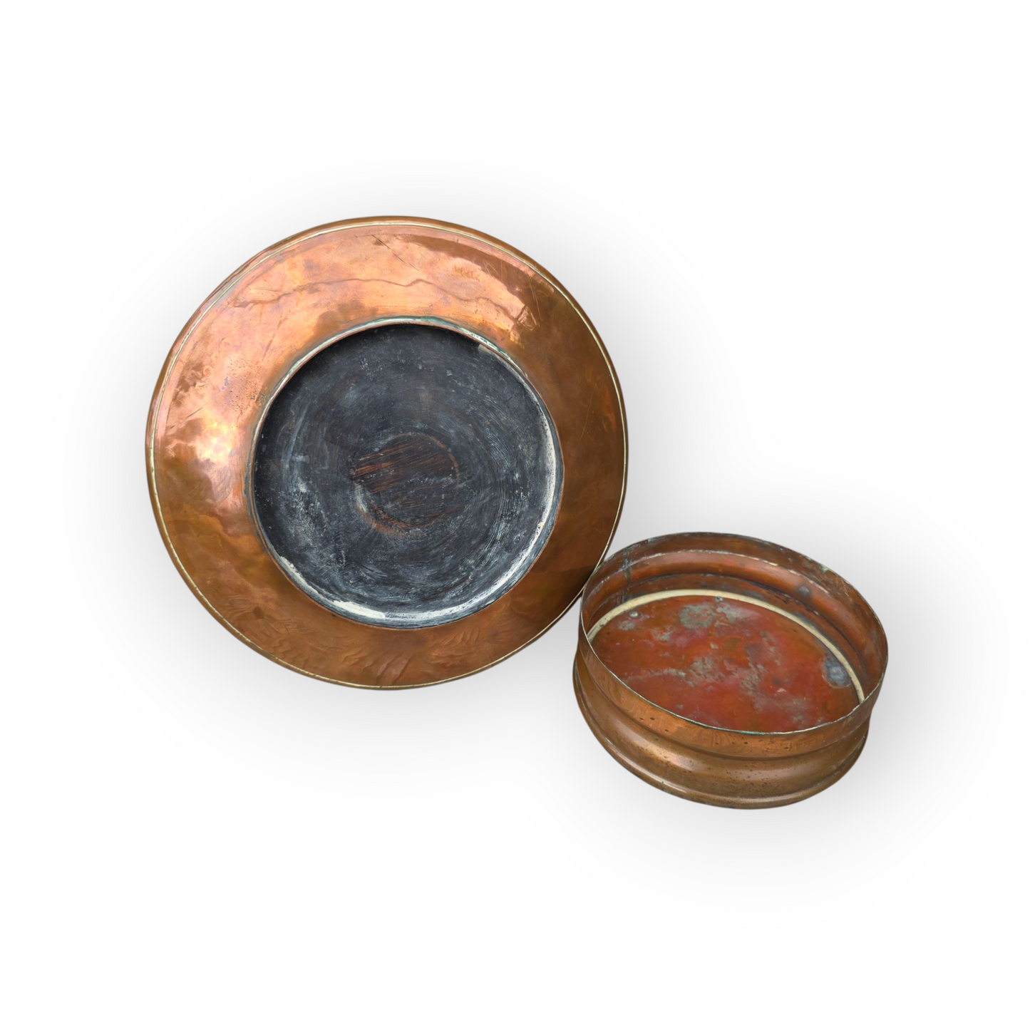 A Large & Rare 19th-Century Integrated English Antique Copper Tinder Box & Candlestick Bearing The Impressed Mark Of The City Of York