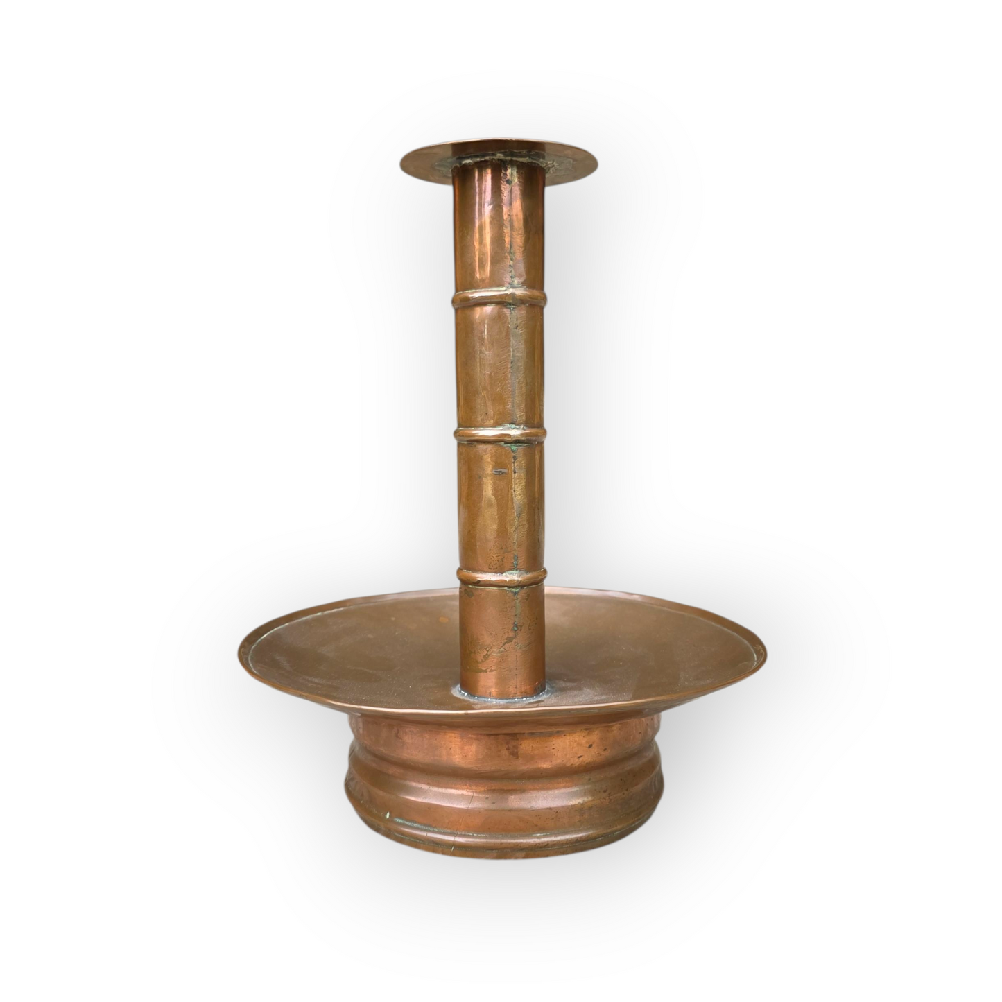 A Large & Rare 19th-Century Integrated English Antique Copper Tinder Box & Candlestick Bearing The Impressed Mark Of The City Of York
