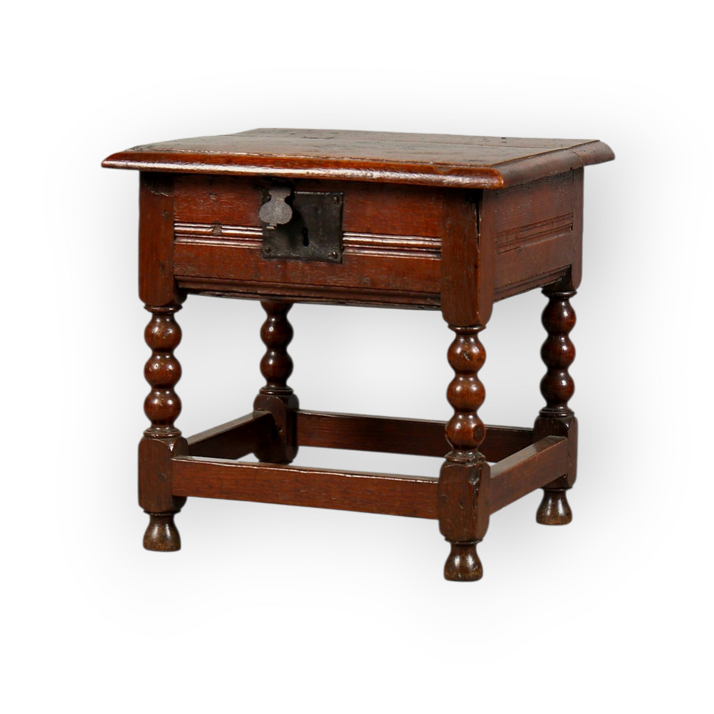 Late 17th-Century English Antique oak Box Stool, Circa 1680
