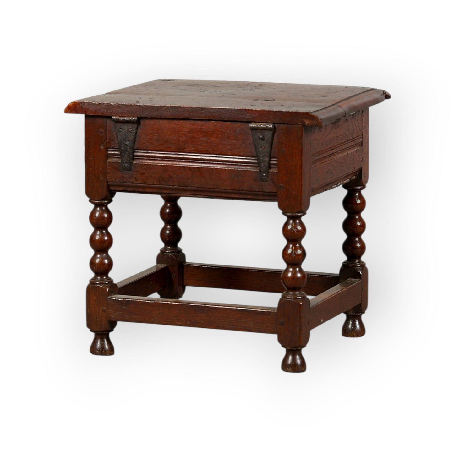 Late 17th-Century English Antique oak Box Stool, Circa 1680