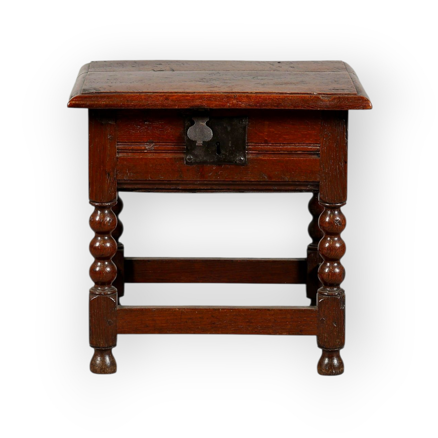Late 17th-Century English Antique oak Box Stool, Circa 1680