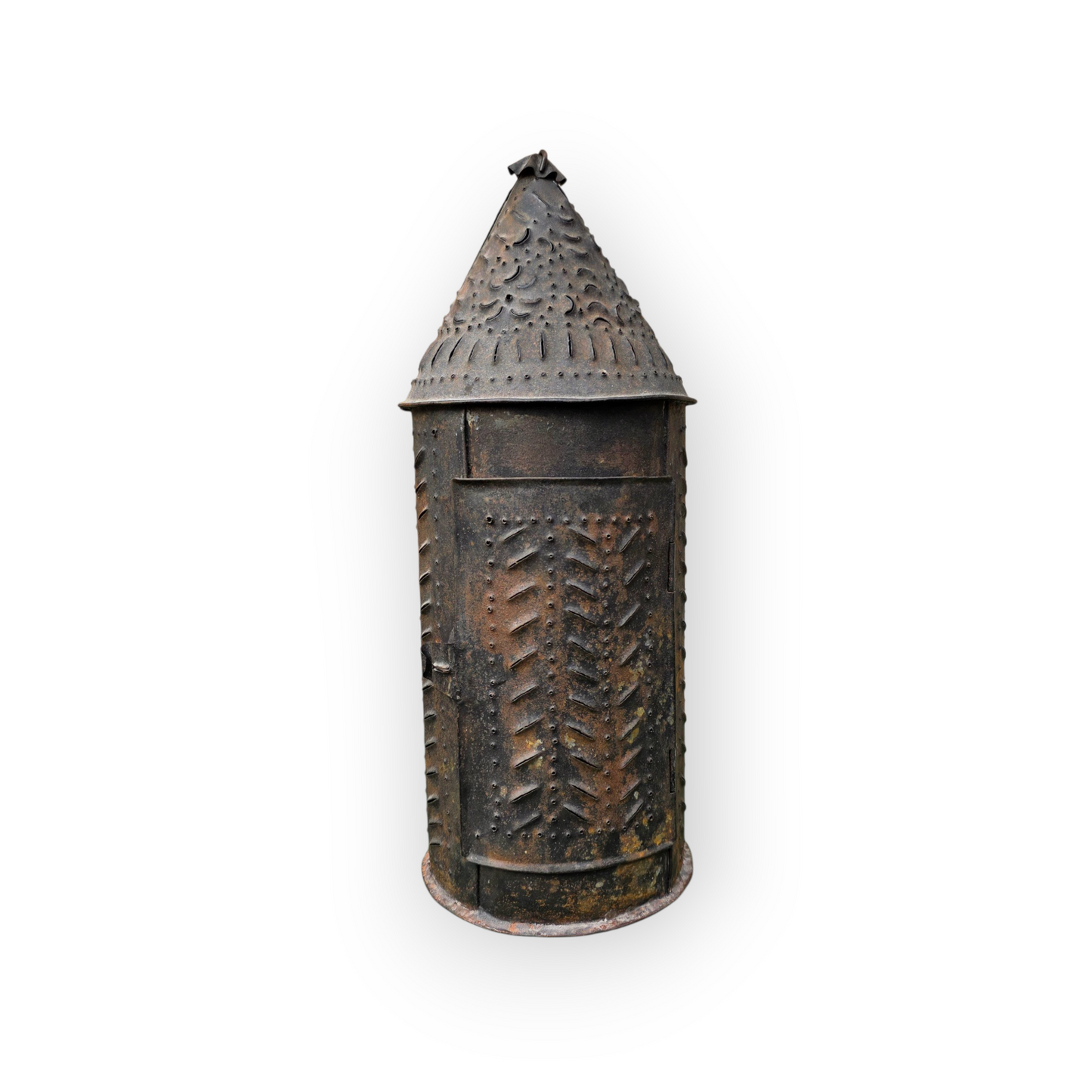 Late 18th-Century English Toleware Shepherd’s Lantern | Punched Tin Candleholder