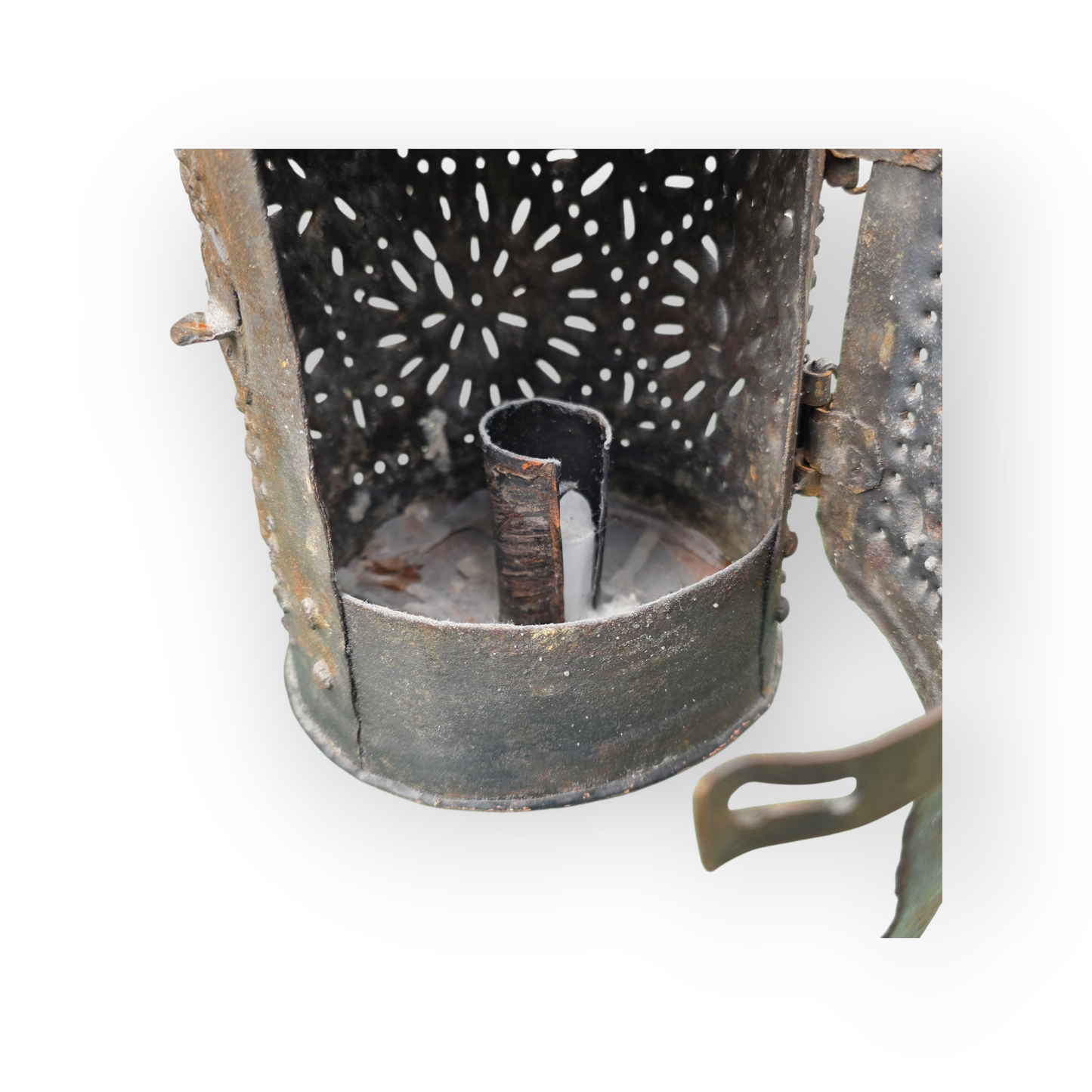 Late 18th-Century English Toleware Shepherd’s Lantern | Punched Tin Candleholder
