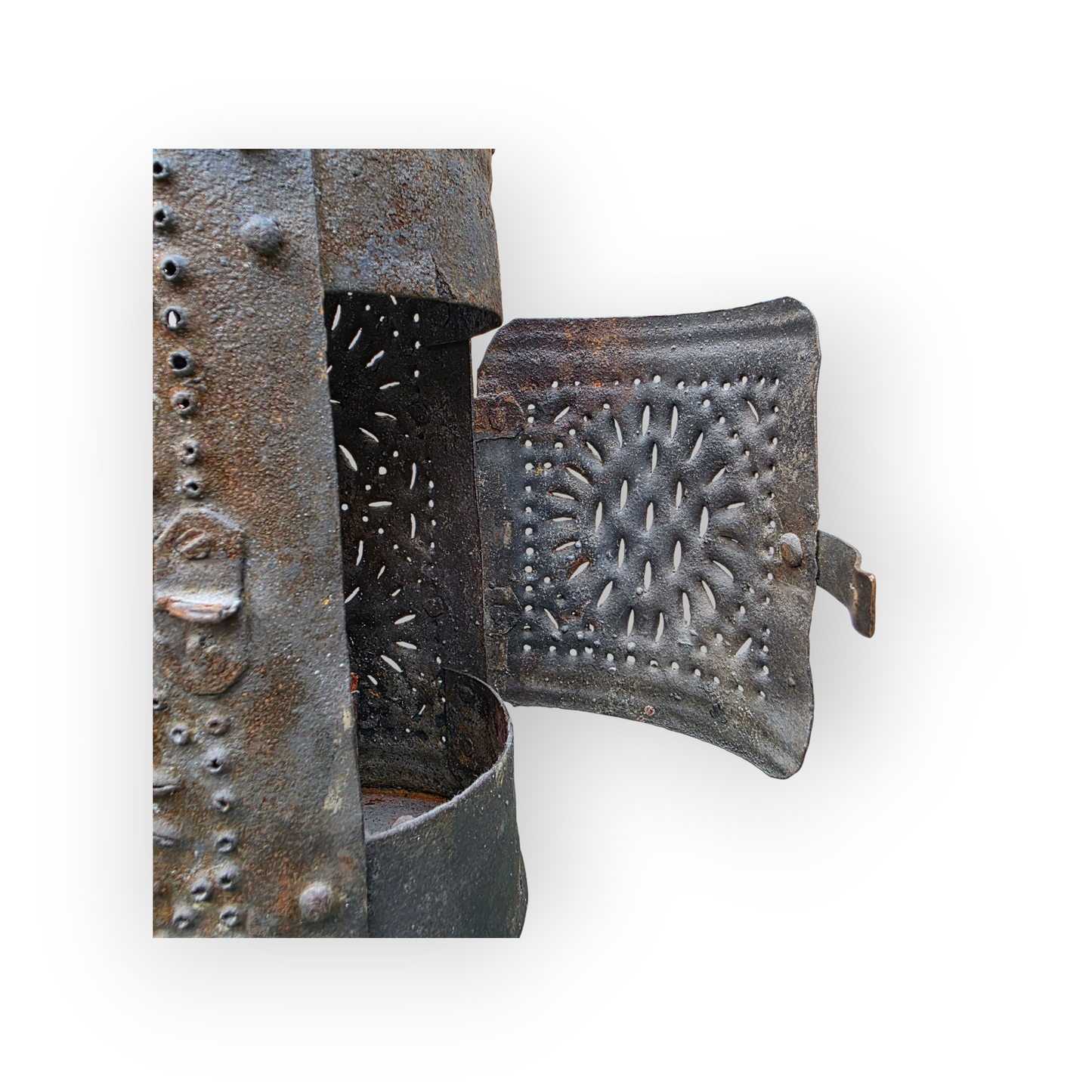 Late 18th-Century English Toleware Shepherd’s Lantern | Punched Tin Candleholder