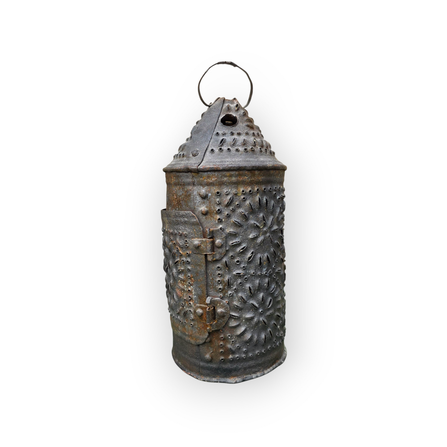 Late 18th-Century English Toleware Shepherd’s Lantern | Punched Tin Candleholder