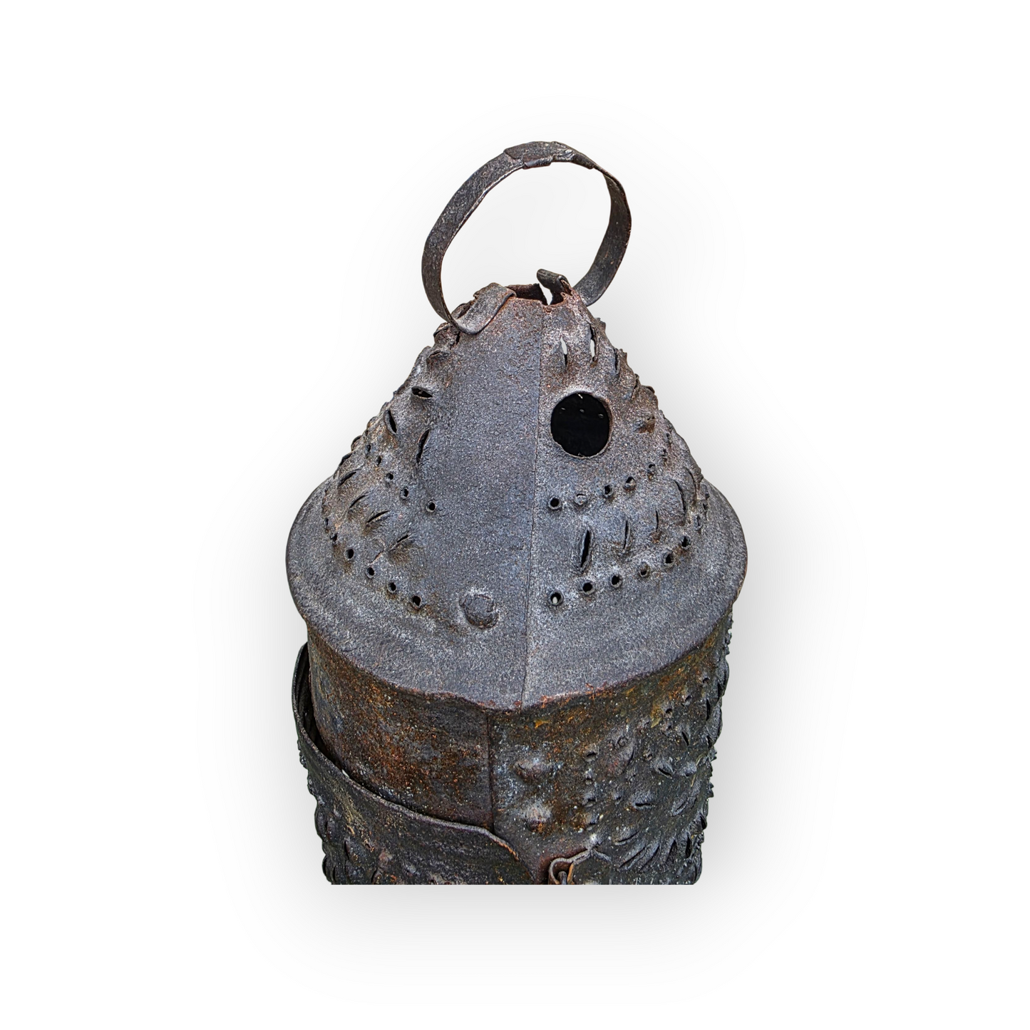 Late 18th-Century English Toleware Shepherd’s Lantern | Punched Tin Candleholder