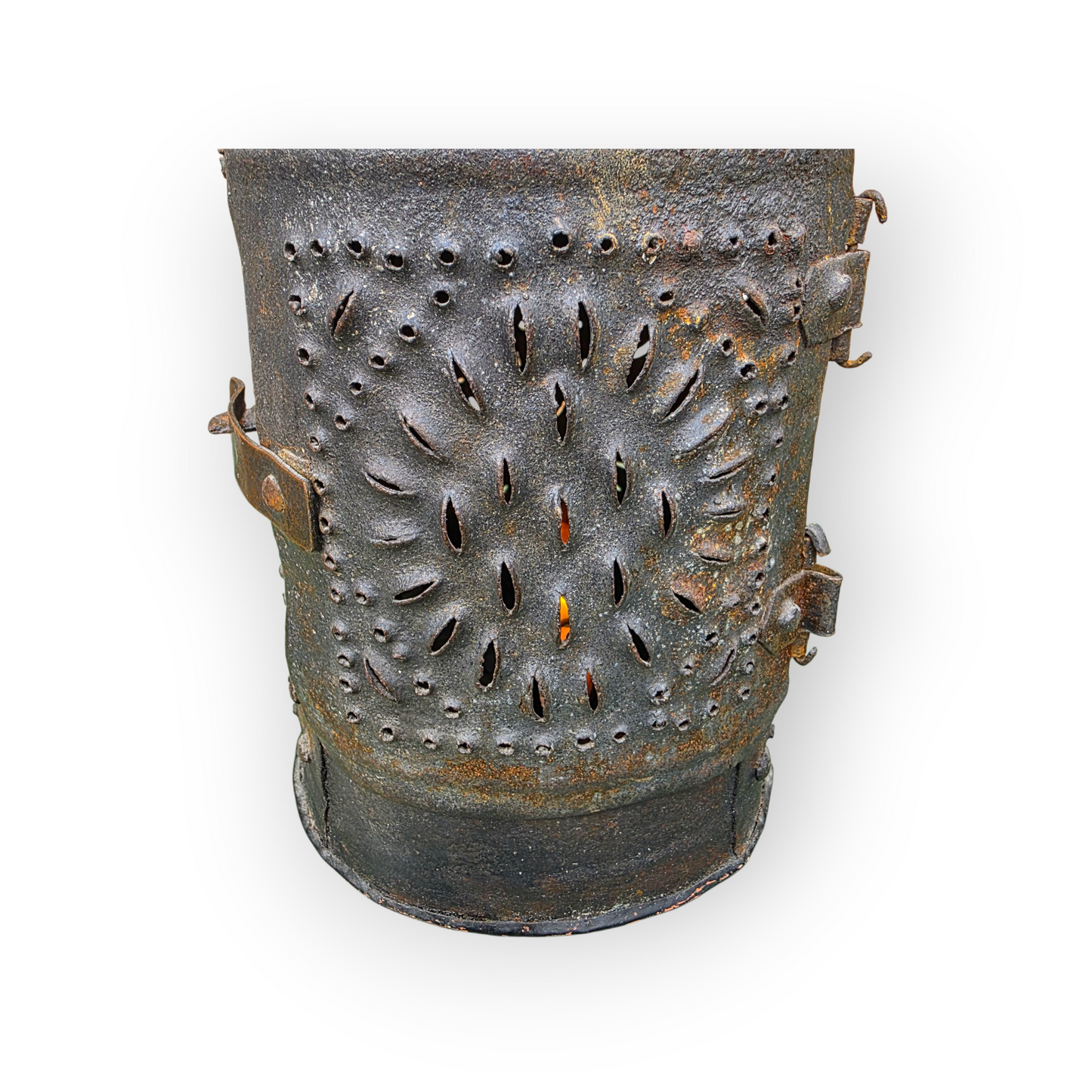 Late 18th-Century English Toleware Shepherd’s Lantern | Punched Tin Candleholder