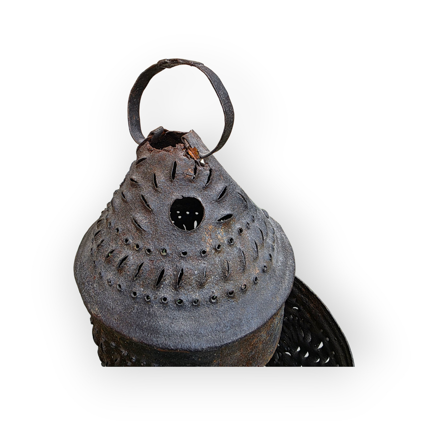 Late 18th-Century English Toleware Shepherd’s Lantern | Punched Tin Candleholder