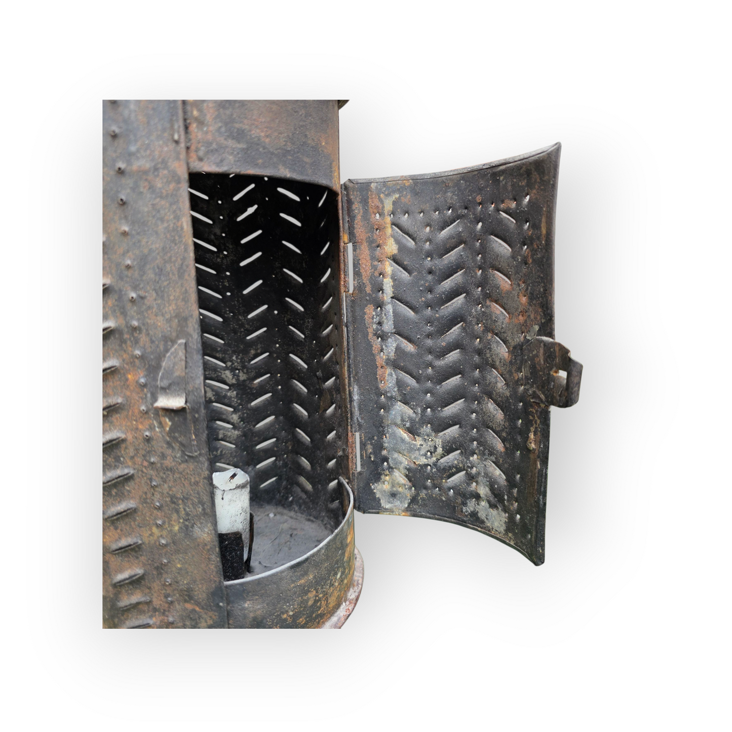Late 18th-Century English Toleware Shepherd’s Lantern | Punched Tin Candleholder