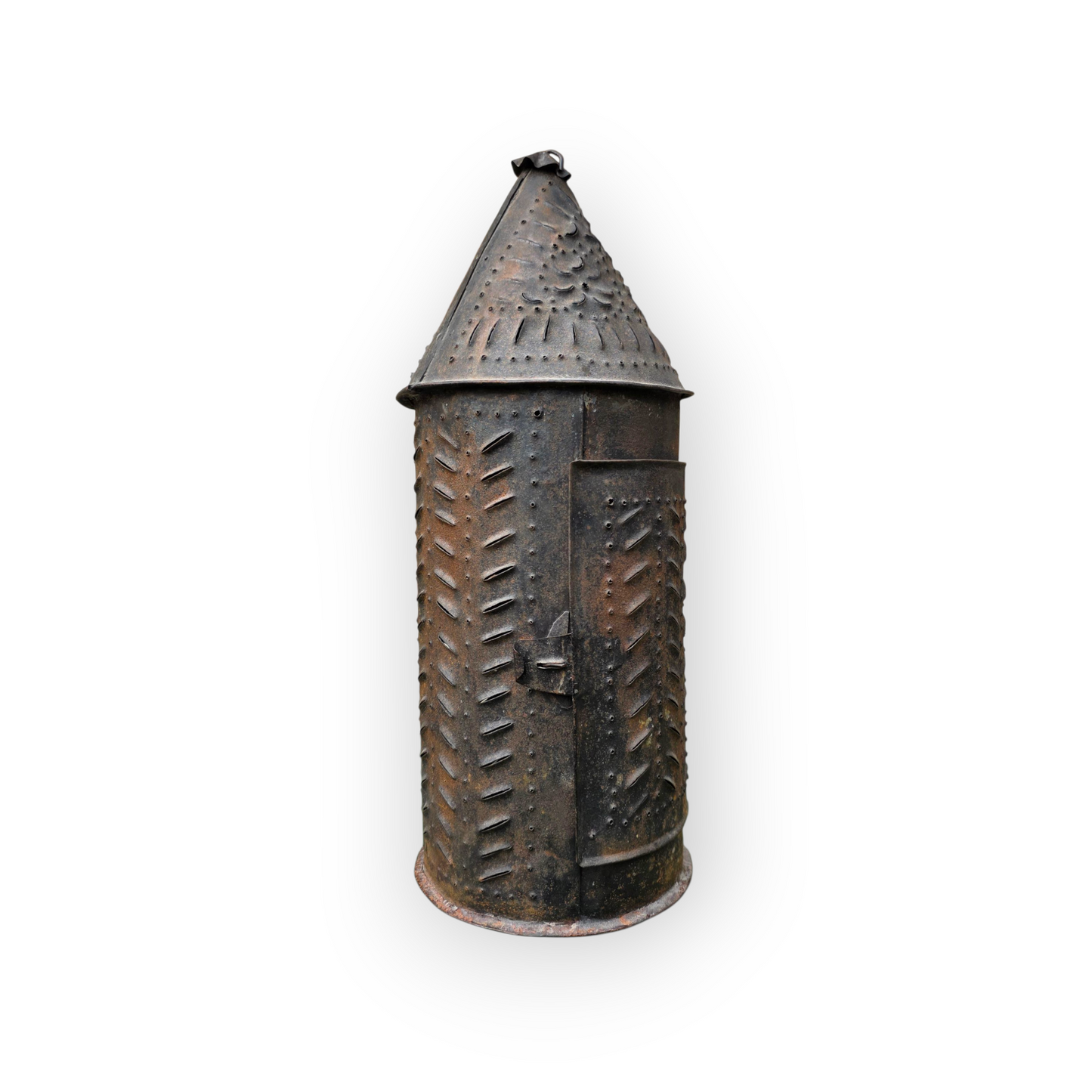 Late 18th-Century English Toleware Shepherd’s Lantern | Punched Tin Candleholder