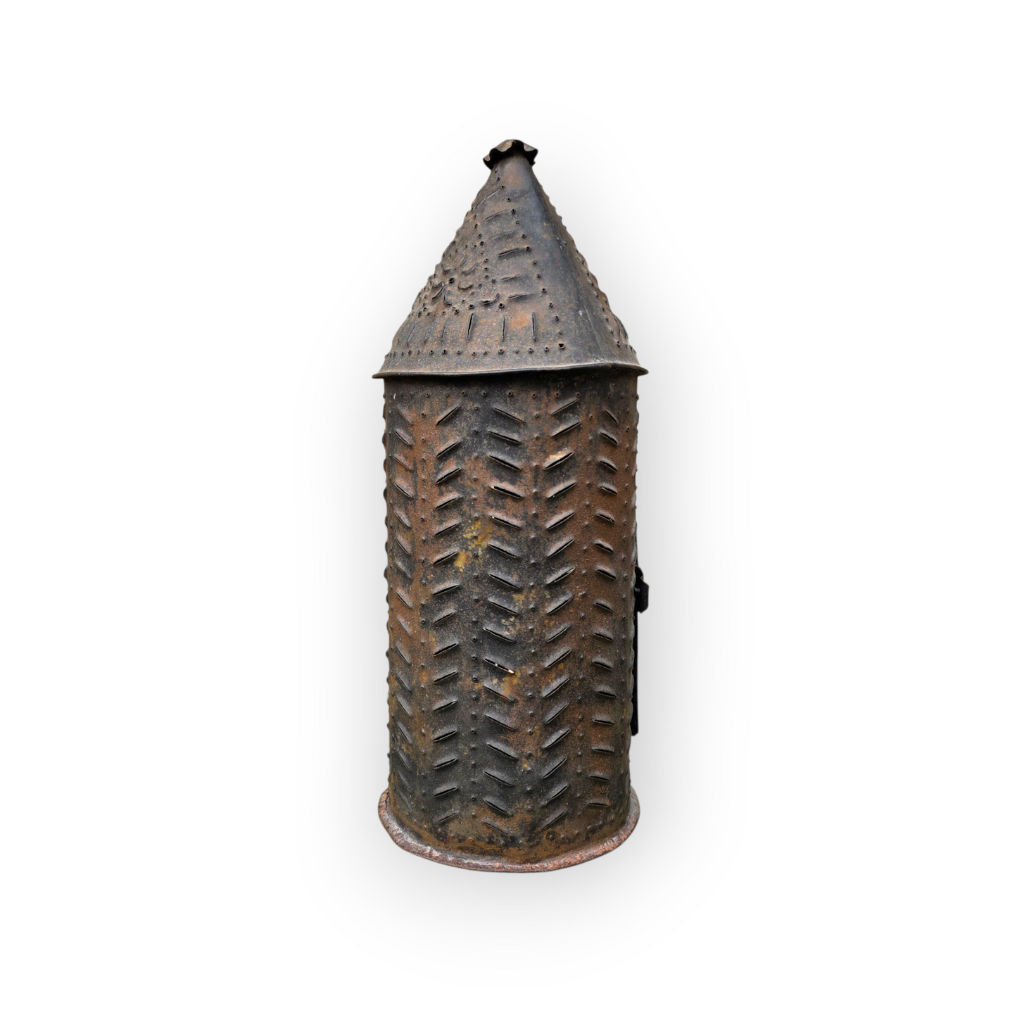 Late 18th-Century English Toleware Shepherd’s Lantern | Punched Tin Candleholder