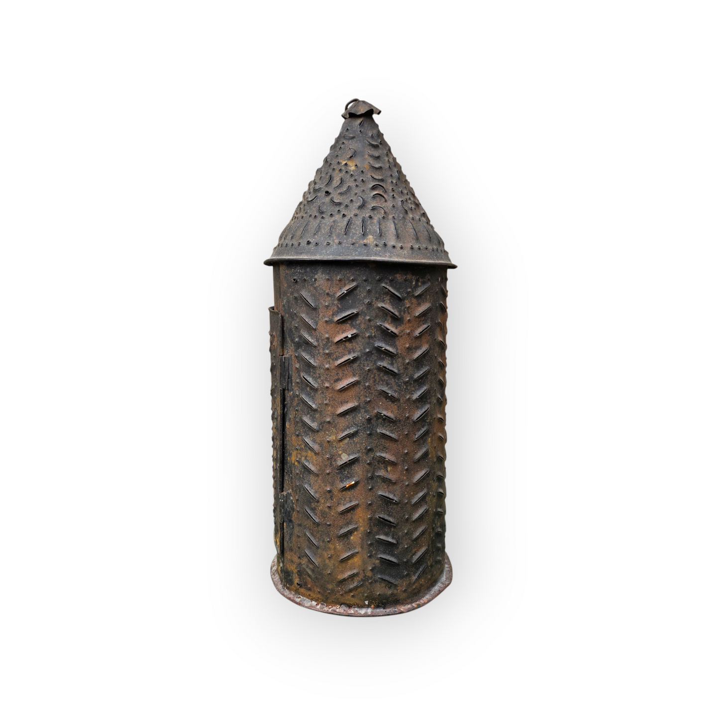 Late 18th-Century English Toleware Shepherd’s Lantern | Punched Tin Candleholder