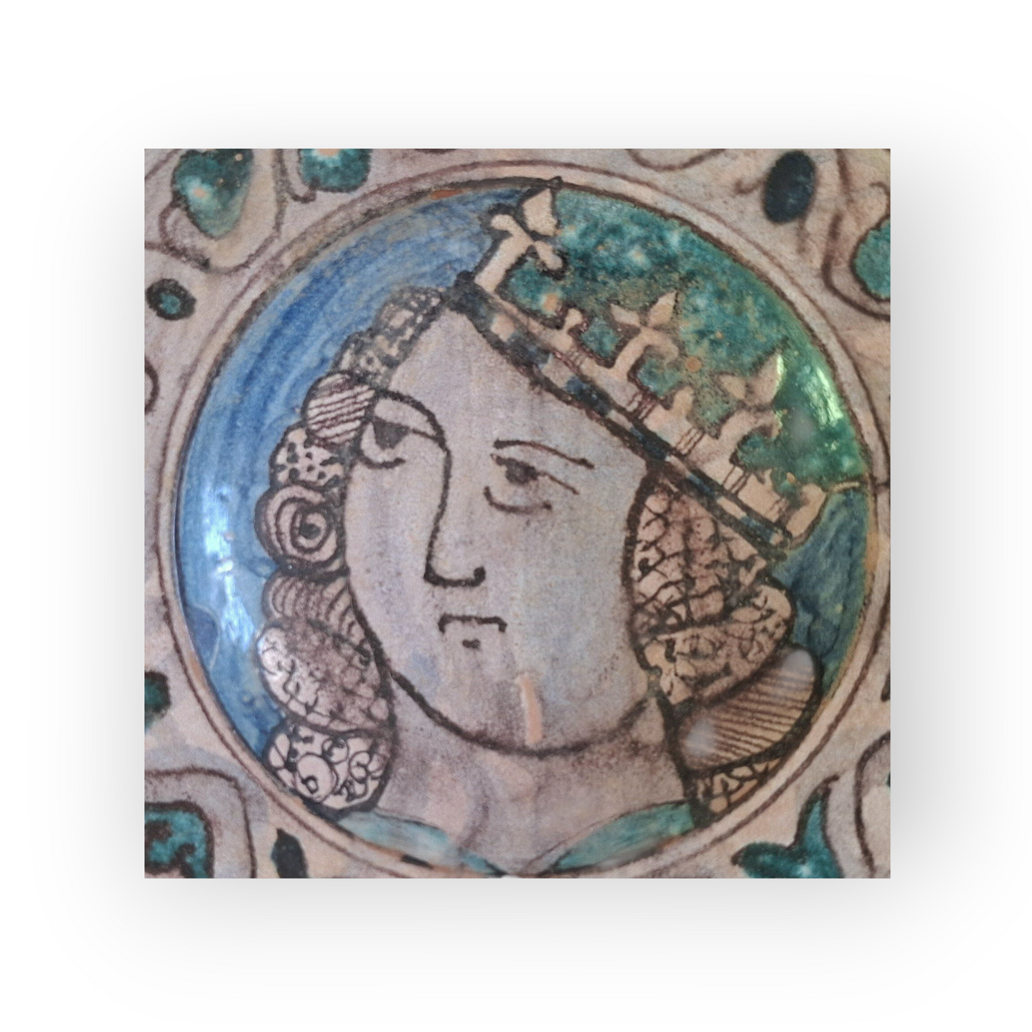 16th-Century Italian Antique Maiolica Portrait Plate | Tin-Glazed Renaissance Dish