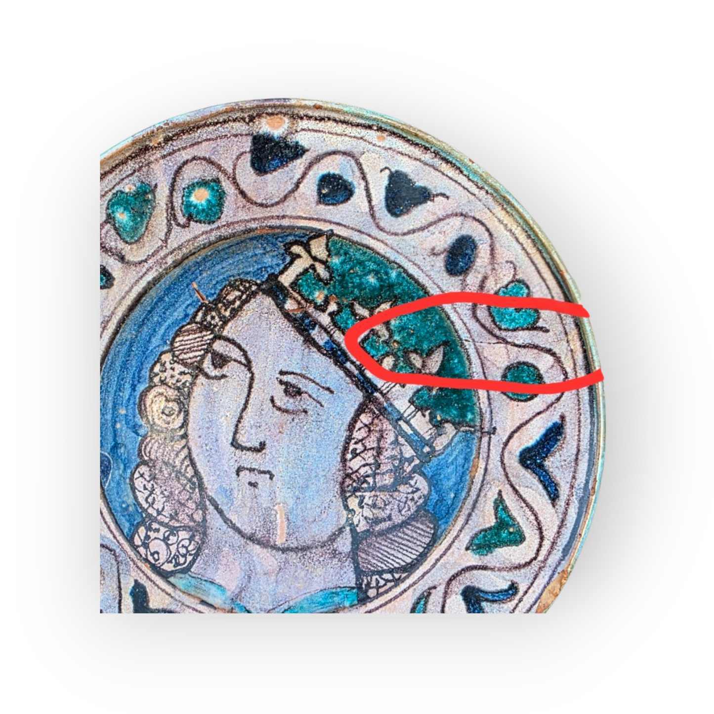 16th-Century Italian Antique Maiolica Portrait Plate | Tin-Glazed Renaissance Dish