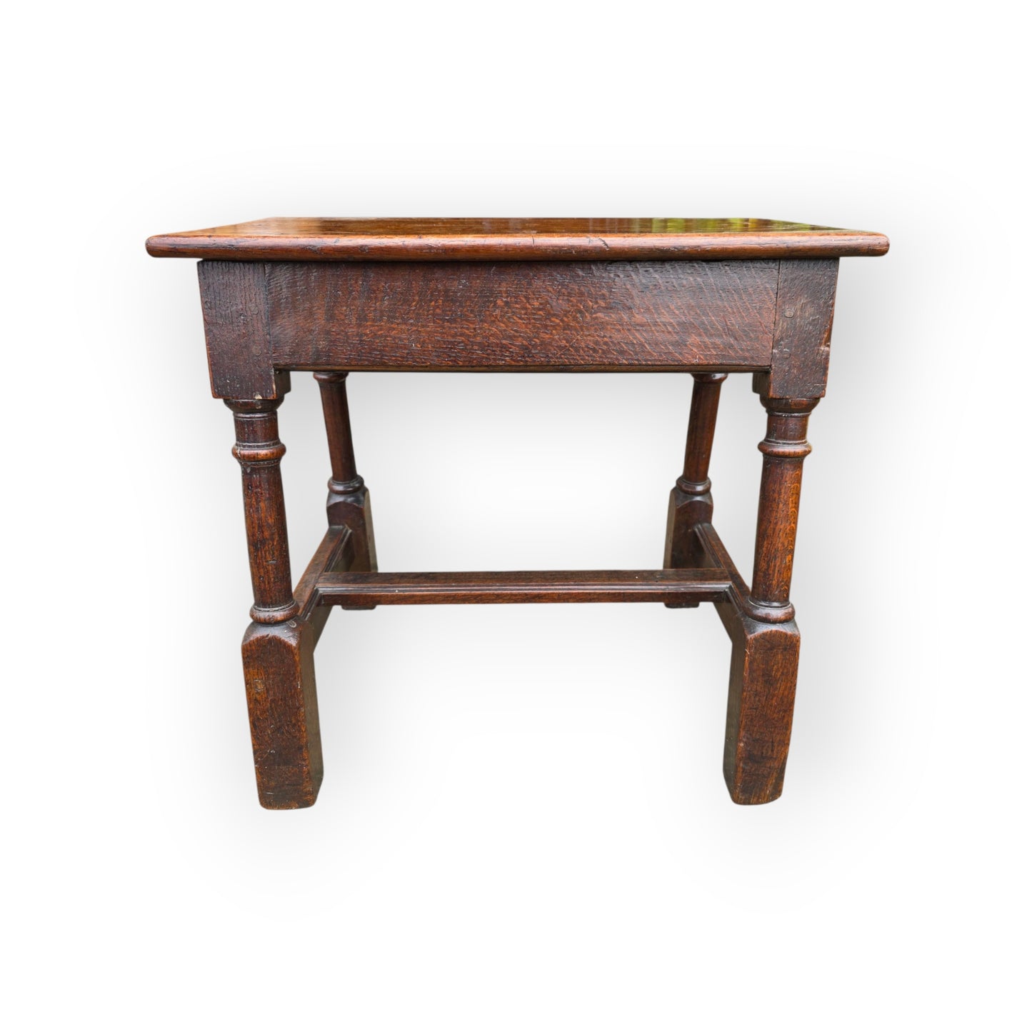 Late 17th Century English Antique Oak Joint Stool With "H Stretcher", Circa 1690