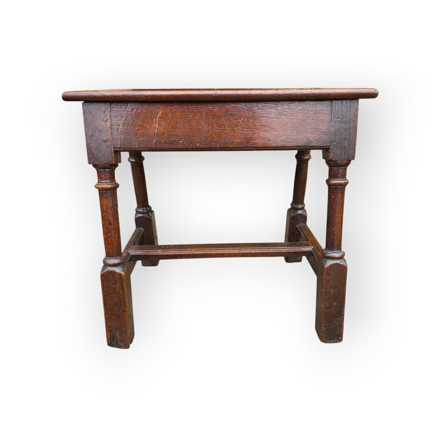Late 17th Century English Antique Oak Joint Stool With "H Stretcher", Circa 1690