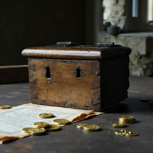 A Rare 17th Century Antique Oak Alms Box with Twin Locks and Coin Aperture