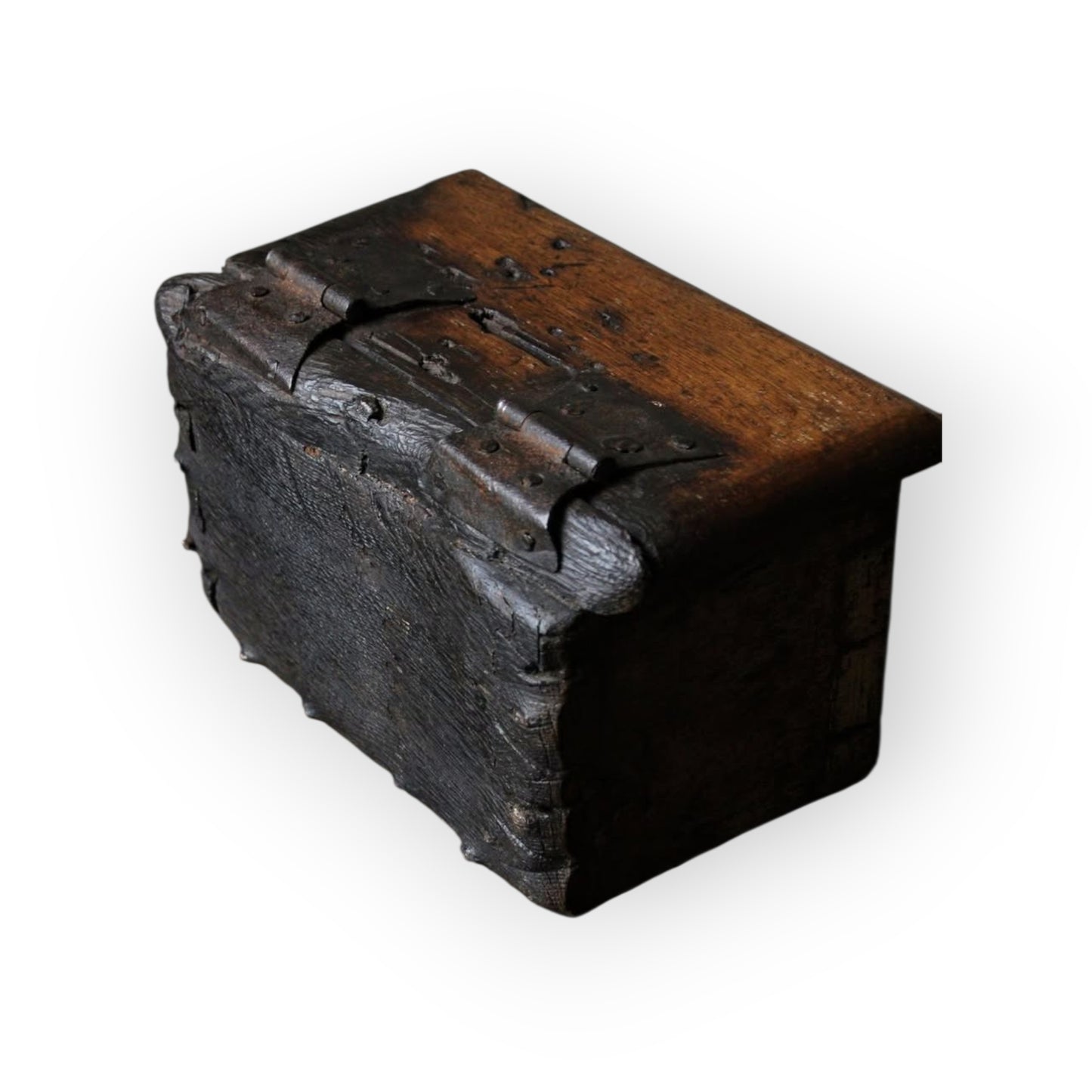 A Rare 17th Century Antique Oak Alms Box with Twin Locks and Coin Aperture