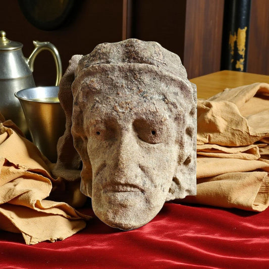 15th Century Medieval Period English Antique Carved Stone Head