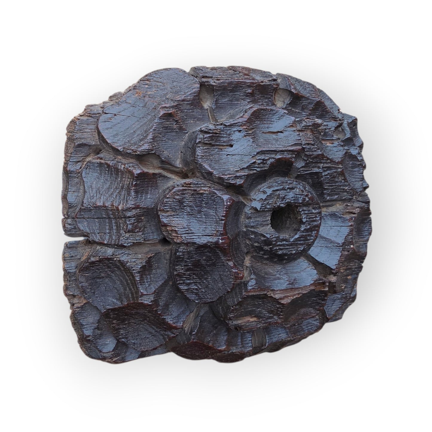Large, Mid 15th-century English Antique Carved Oak Ceiling Boss, Attributed to Somerset, England