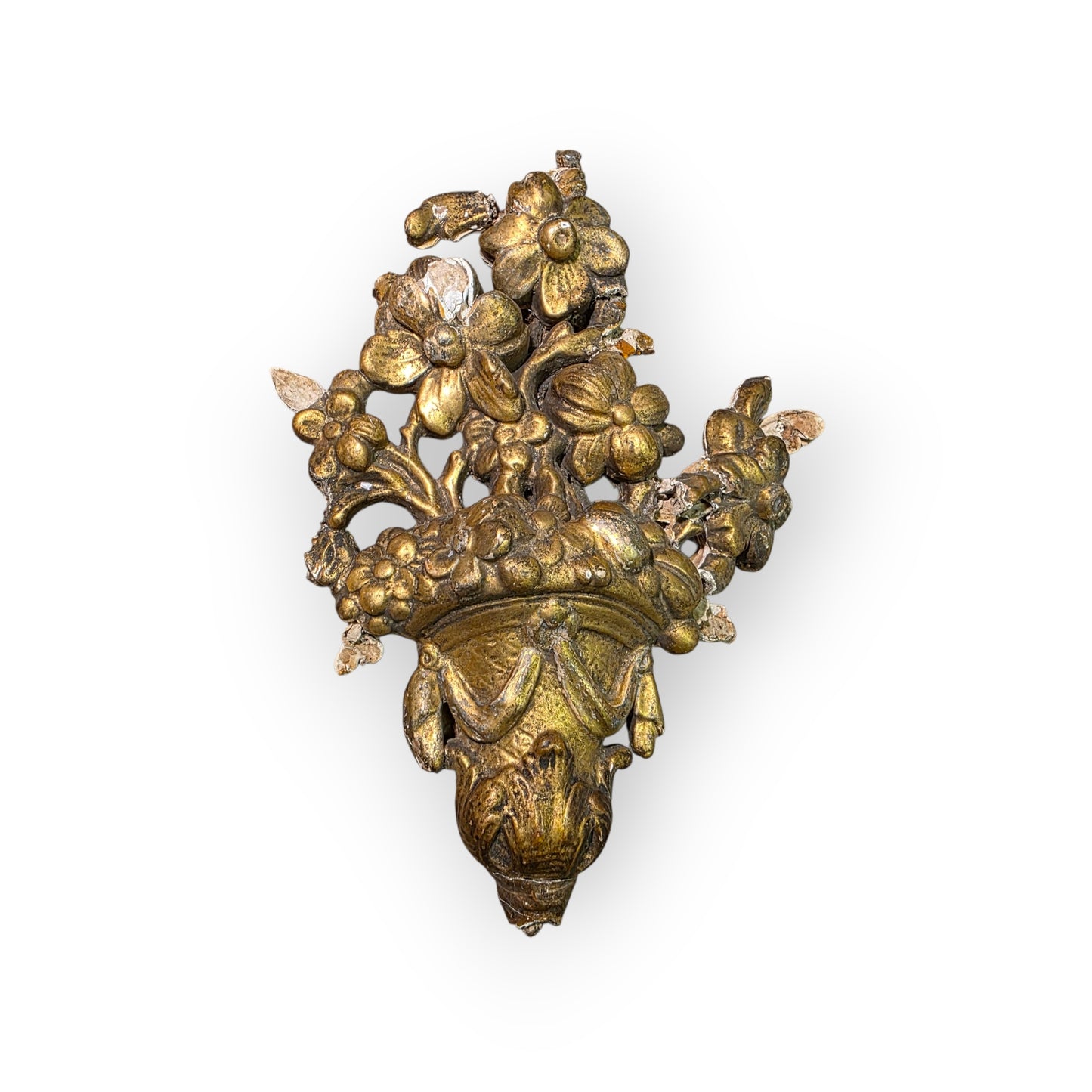 Large Decorative 18thC Antique Gilt Gesso Fragment in Attic Found Condition